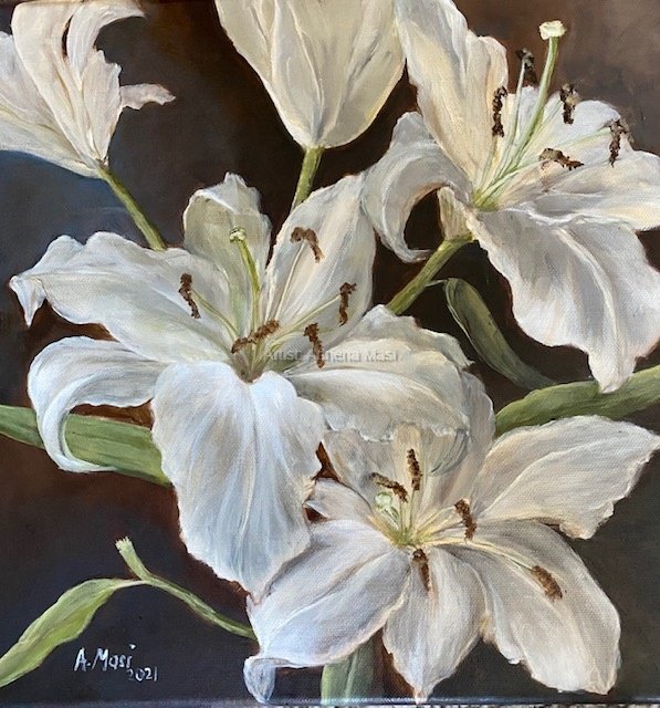 Tigers Lilies-Oil on canvas 12”x12”.jpg