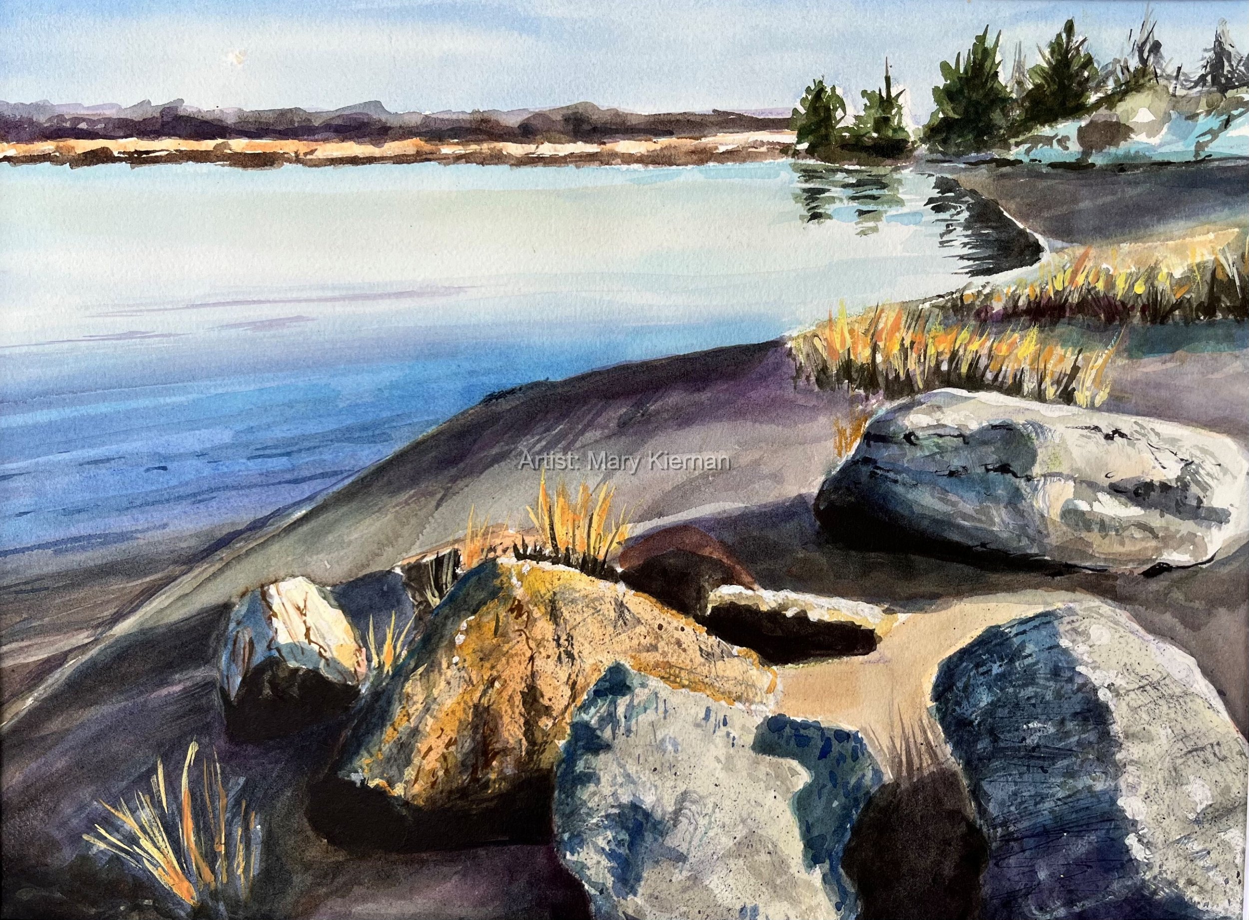 Crabmeadow Rocks, watercolor