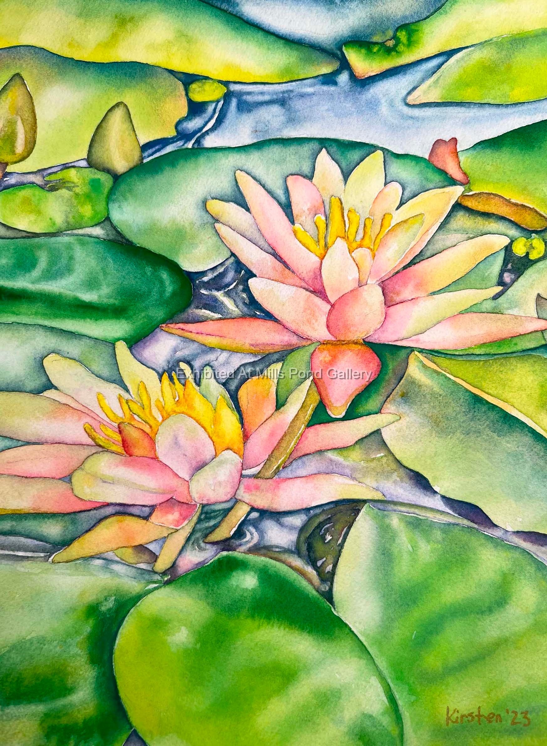 Kirsten DiGiovanni-Water Lillies-Watercolor, gauche