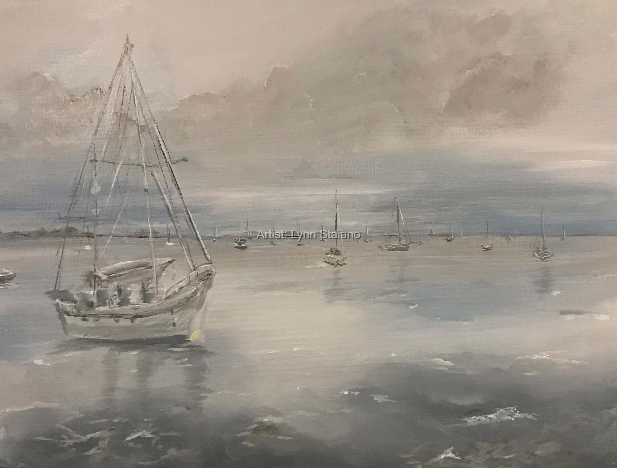 Port Jeff Harbor 12” x 16” Acrylic on canvas panel