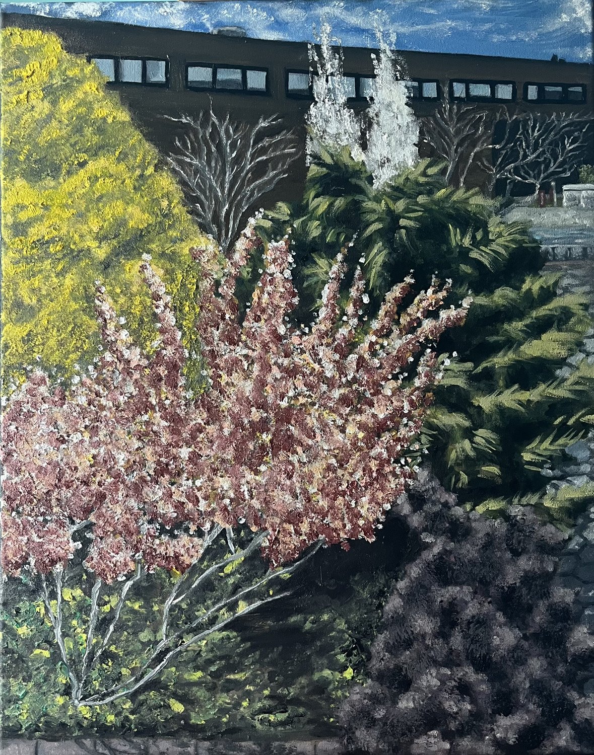 Hayley Brennan-Flowers In Front of the Fountain-Oil