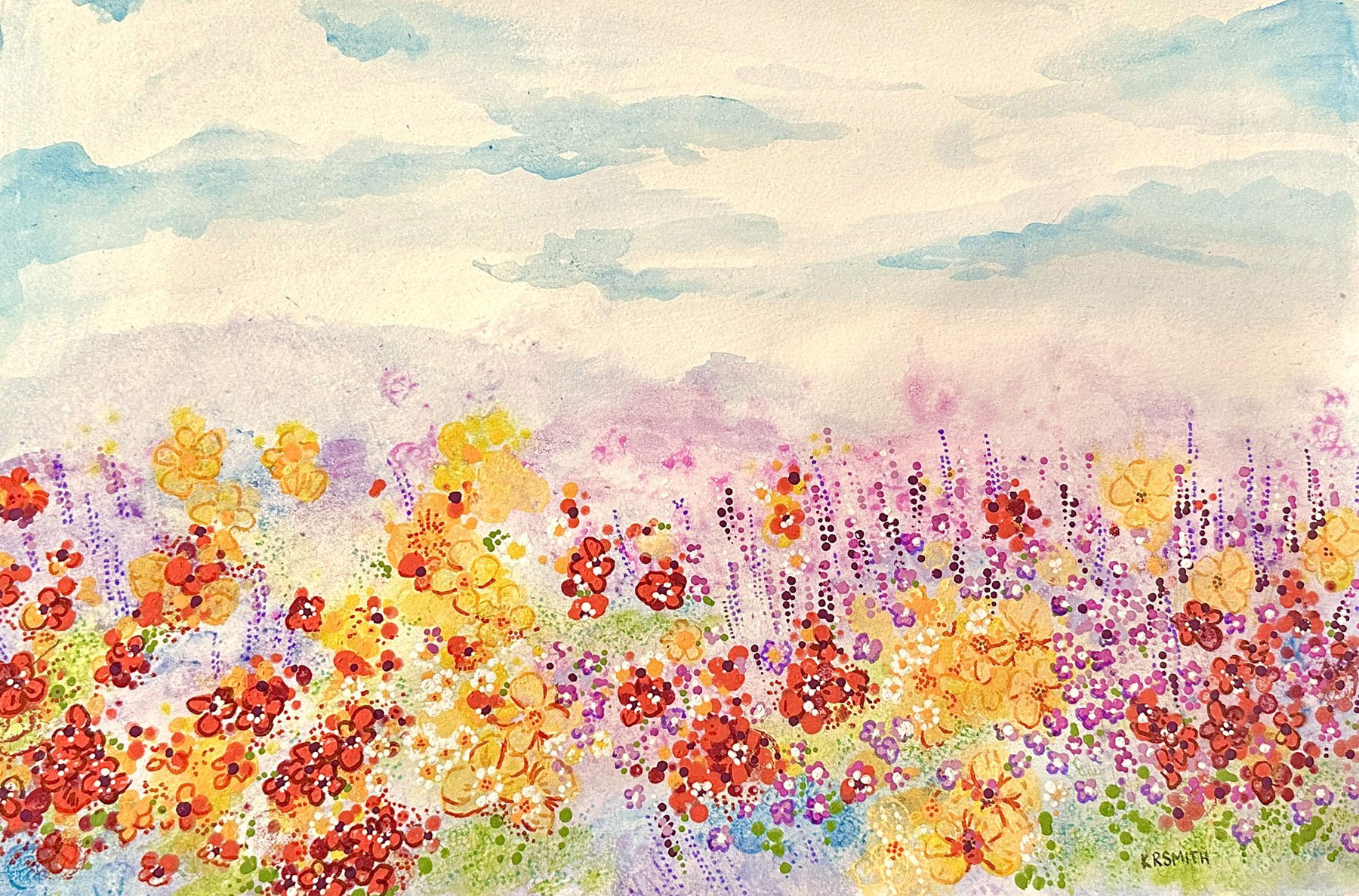 Khrystyne Robillard-Smith-Among The Wildflowers-Watercolor