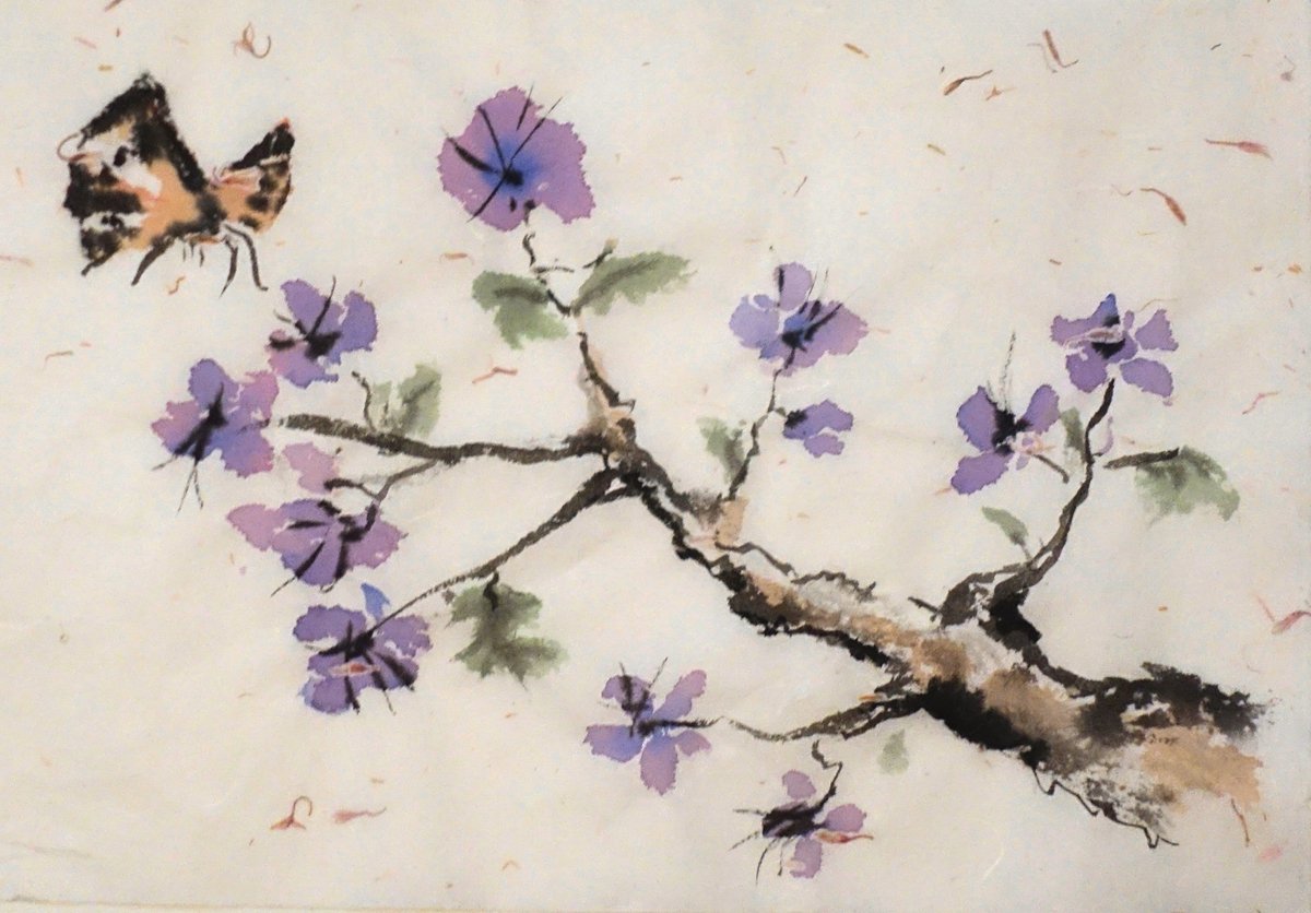 Lori Scarlatos-Plum Blossoms-Watercolor and Ink