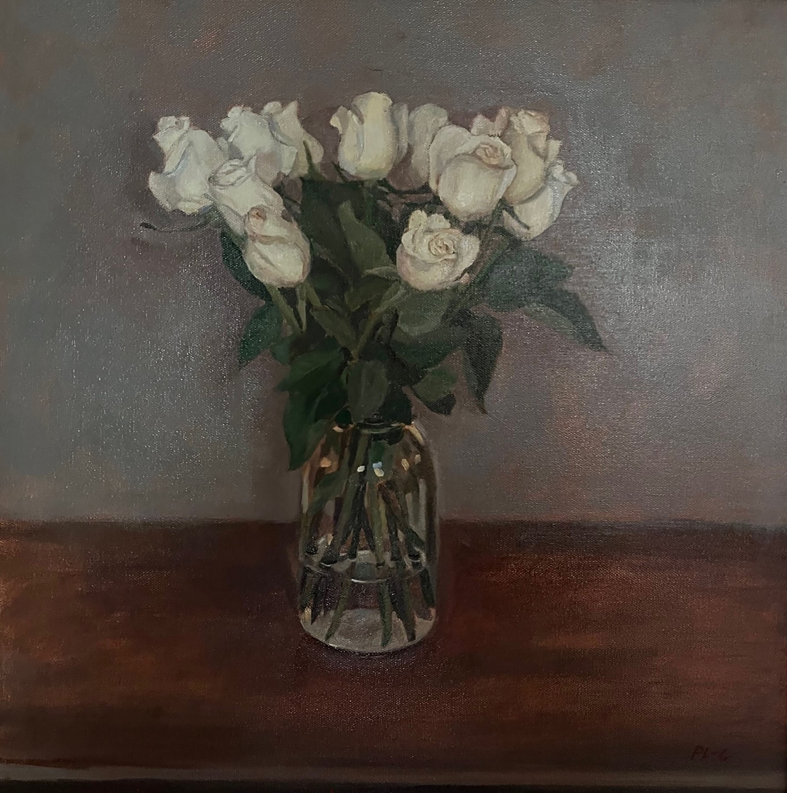 Patricia Lind-Gonzalez-White Roses-Oil on canvas