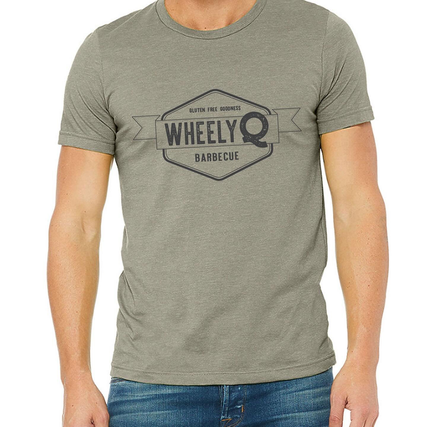 Brand New WheelyQ T-Shirts! 

☑️ Color - Heather Stone
☑️ Sizes - M, L, XL, 2XL
☑️ Front - WheelyQ Logo
☑️ Back - Elevate The Flavor

The brand of T-Shirt is Bella + Canvas and is unisex in style.  The shirts have a tailored fit and are super soft, m