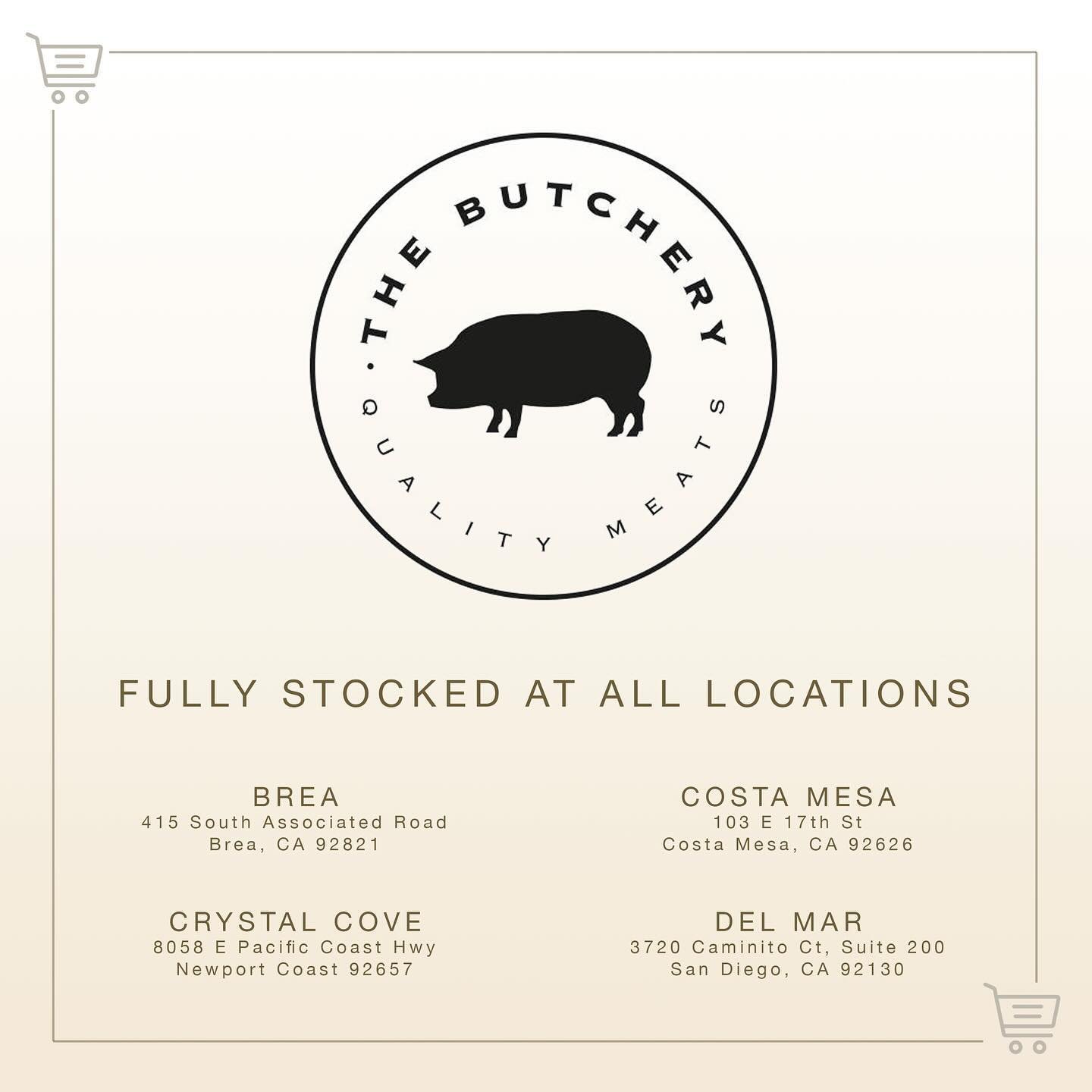 Friends of Southern California!

We have all four locations of The Butchery stocked up with our products.  If you&rsquo;re located near one of the locations listed below, please give them a visit and check out their selection of high-quality meats, a