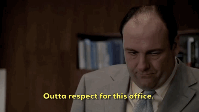 Has Tony ever respected her office? (Think glass coffee table and tissue dispenser).