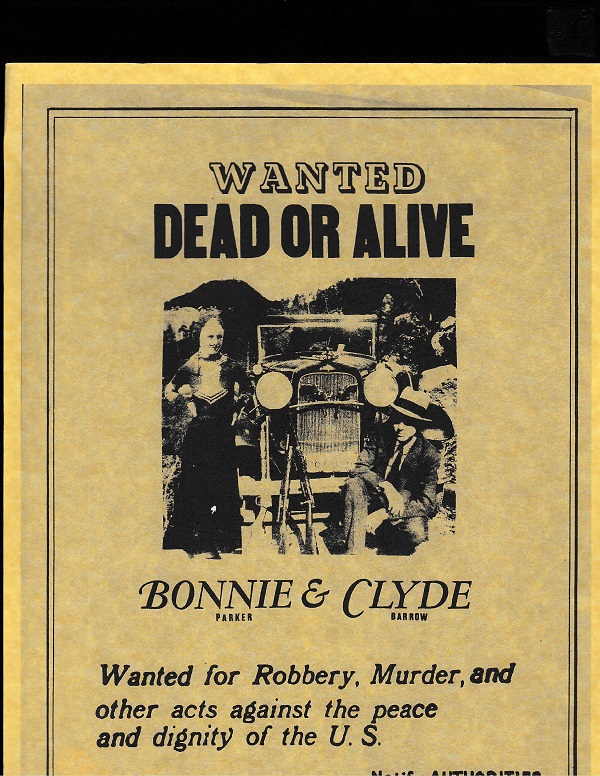 Bonnie And Clyde Wanted Poster