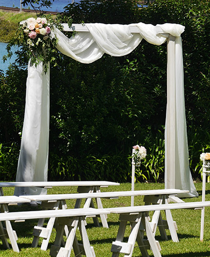 auckland wedding hire pop up ceremony set diy cheap