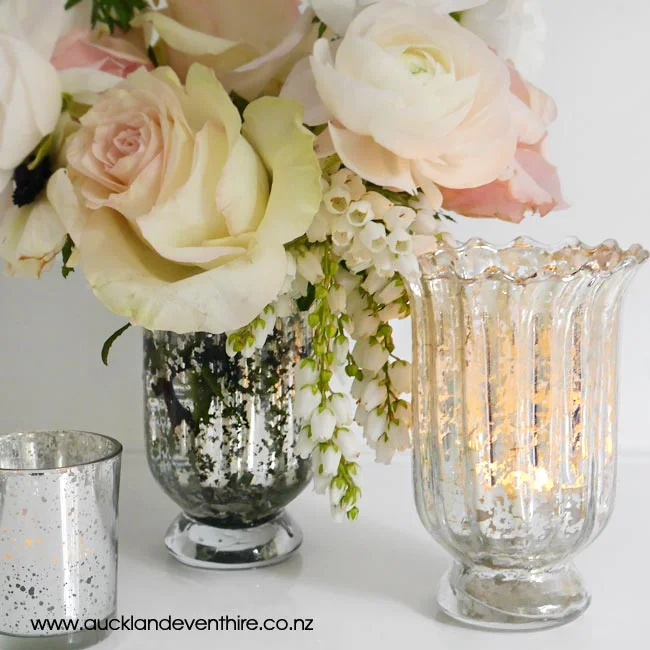 white-gold-silver-antique-mercury-lantern-vase-auckland-event-party-wedding-hire
