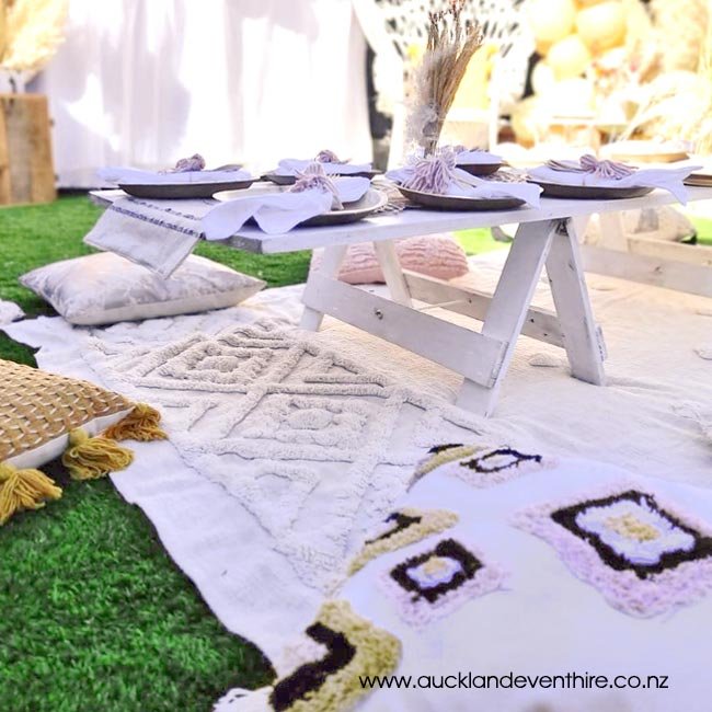 mustard-pink-picnic-trestle-table-hire-auckland
