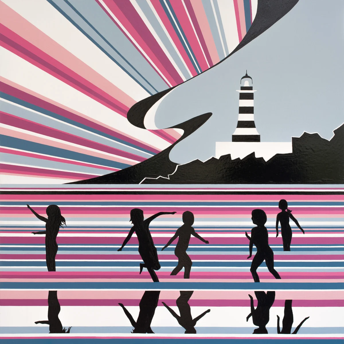 'Children at Dusk II' (Magenta Sunset)