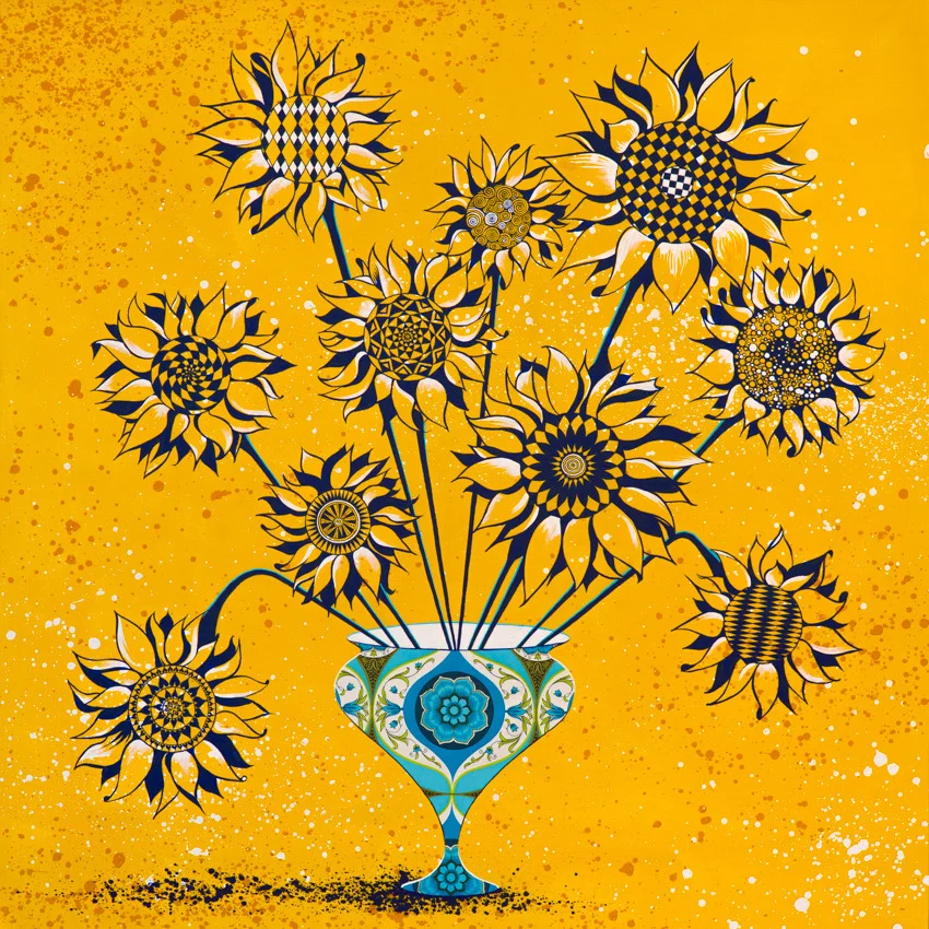 'vase of sunflowers'