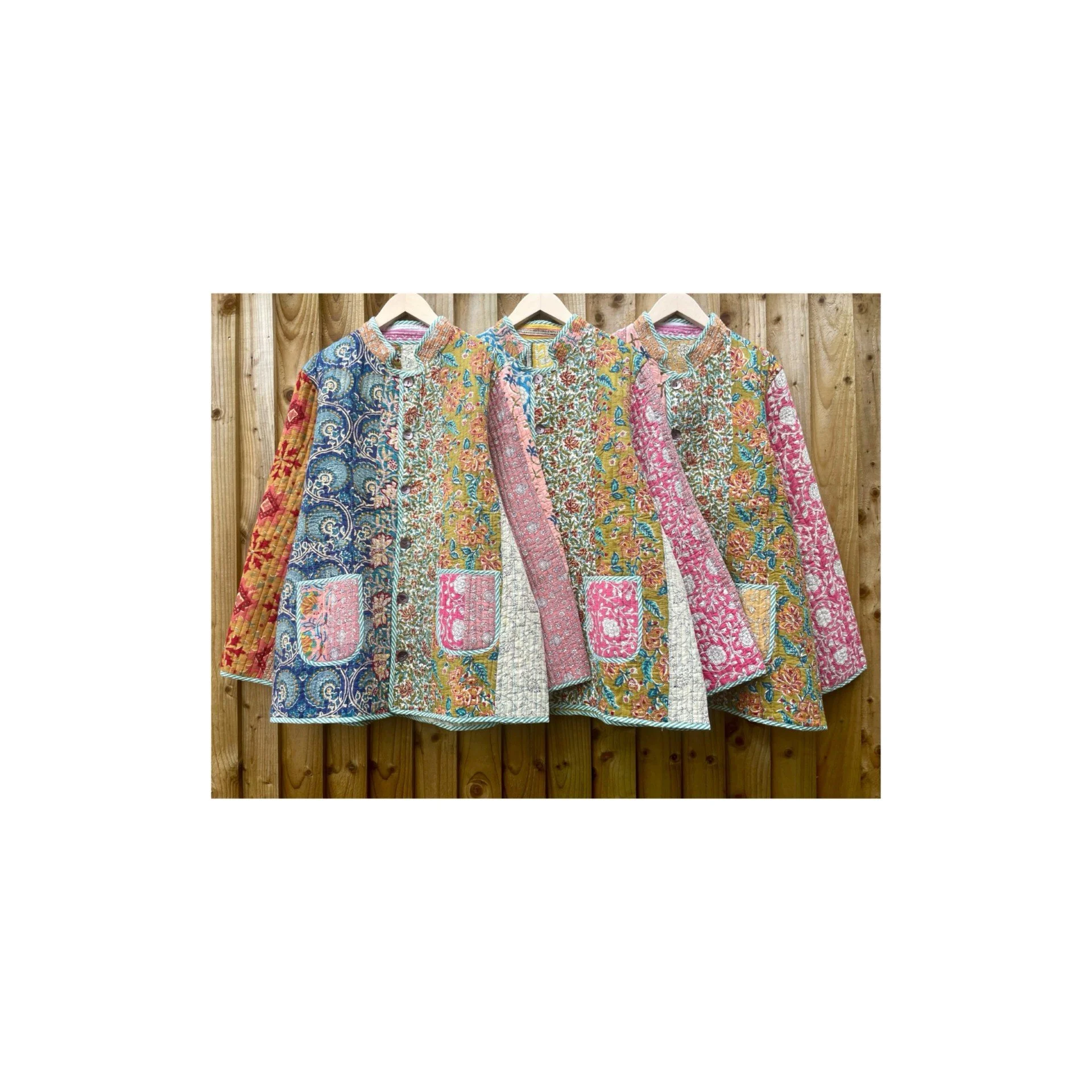 XXL KANTHA JACKET QUILTED BLOCK PRINT REVERSIBLE