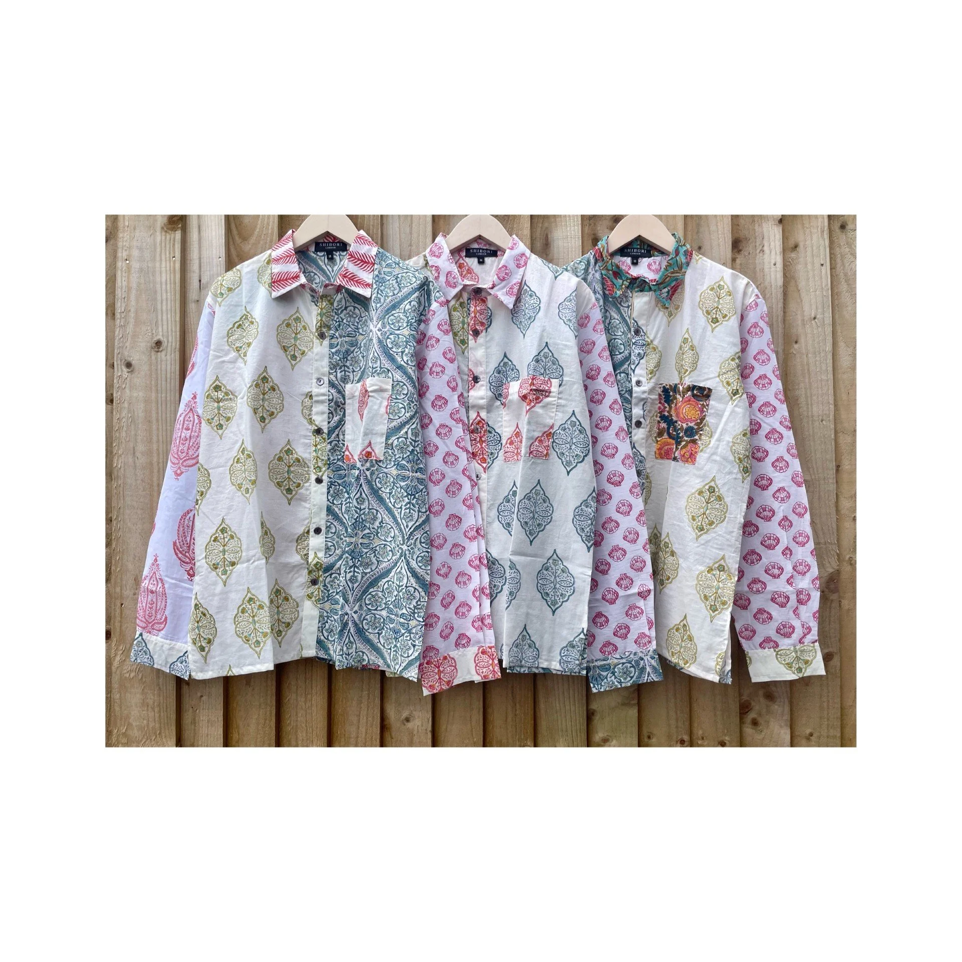 Size 36-38  Medium Patchwork Block Print Shirt