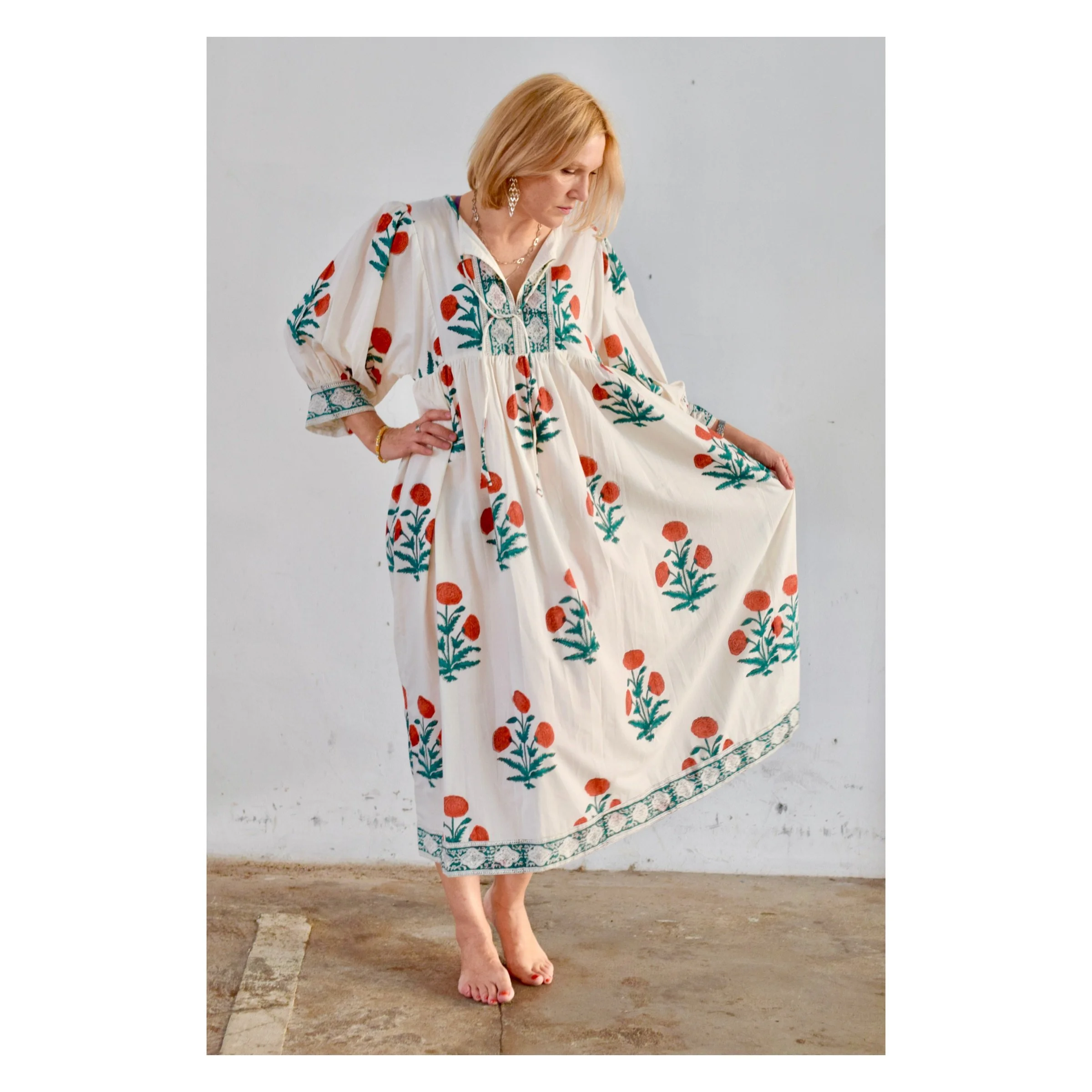 Poppy Dress Mini Midi Block Print