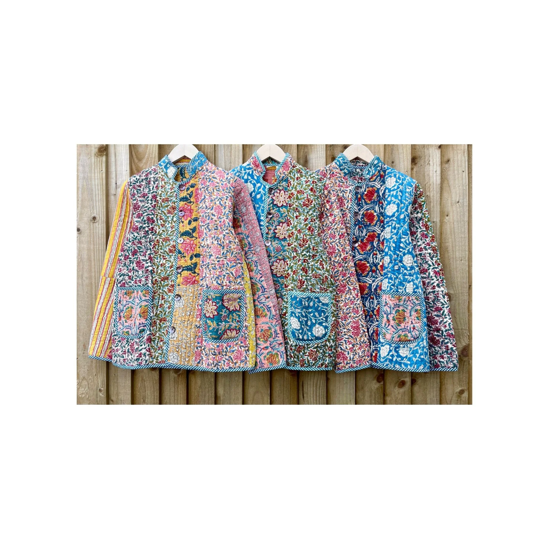 XS KANTHA JACKET QUILTED BLOCK PRINT REVERSIBLE