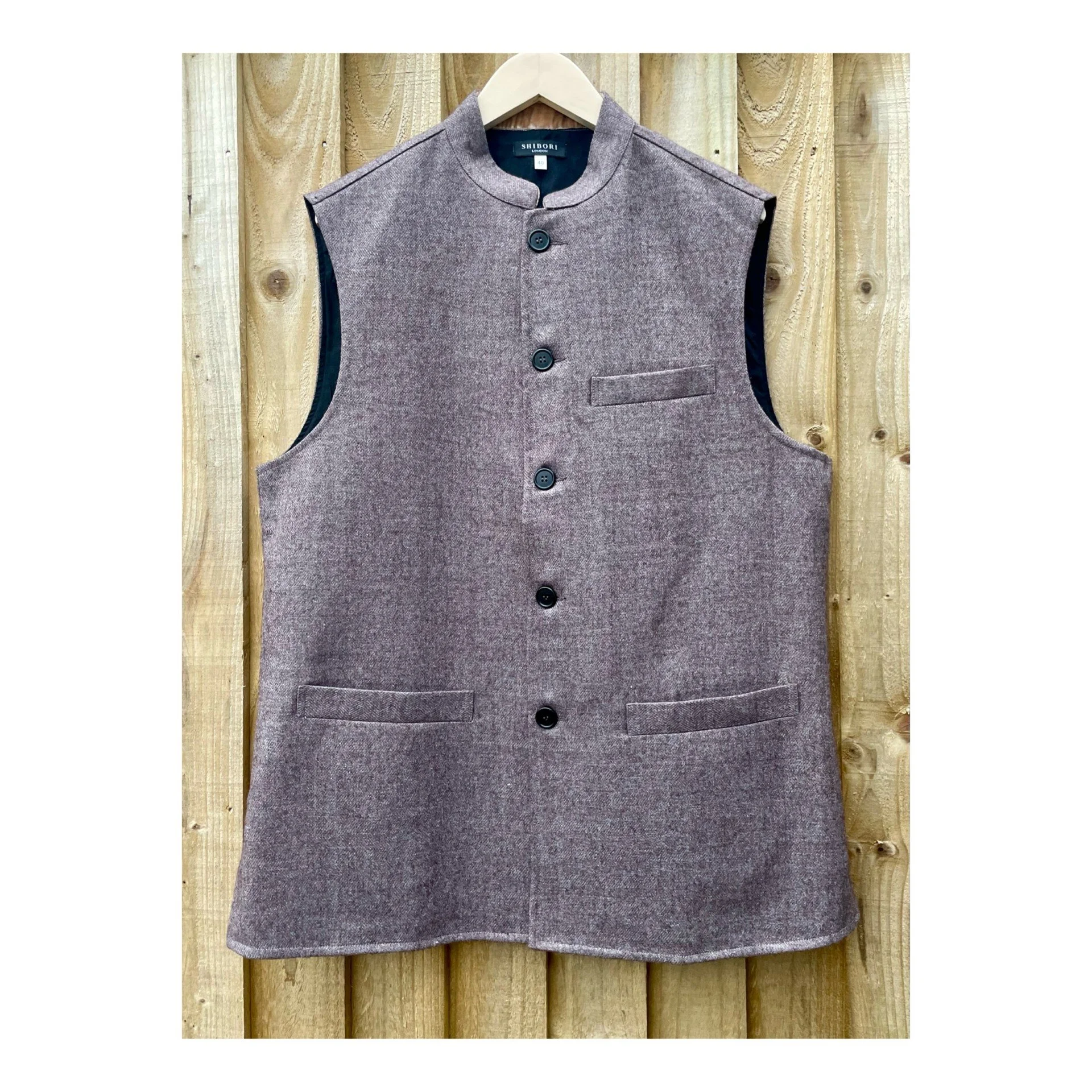 Nehru Waistcoat Mushroom Lambswool Gilet Vest