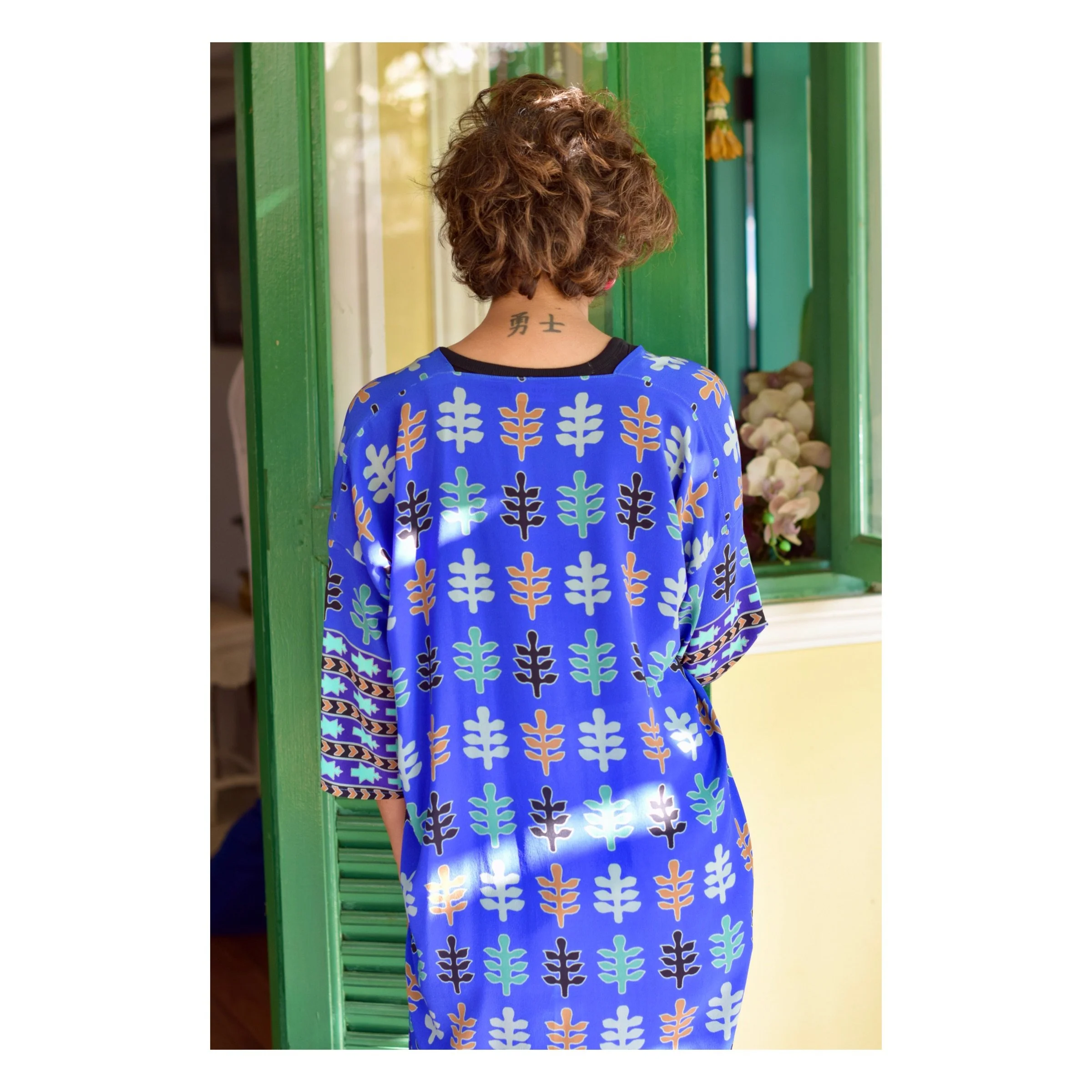 Blue Silk Kimono Matisse Print 5.JPG