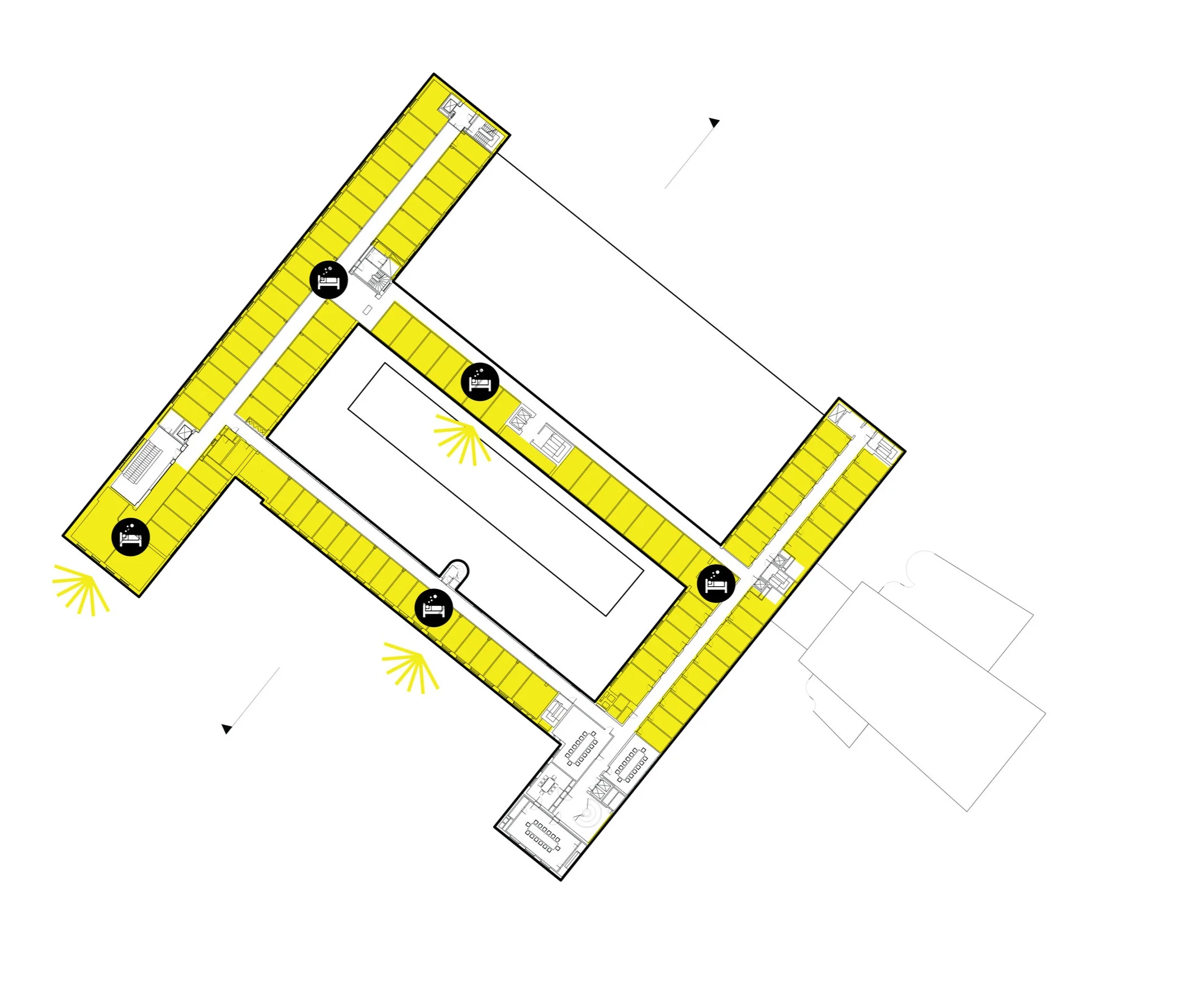 Plan 3, Hotelrom