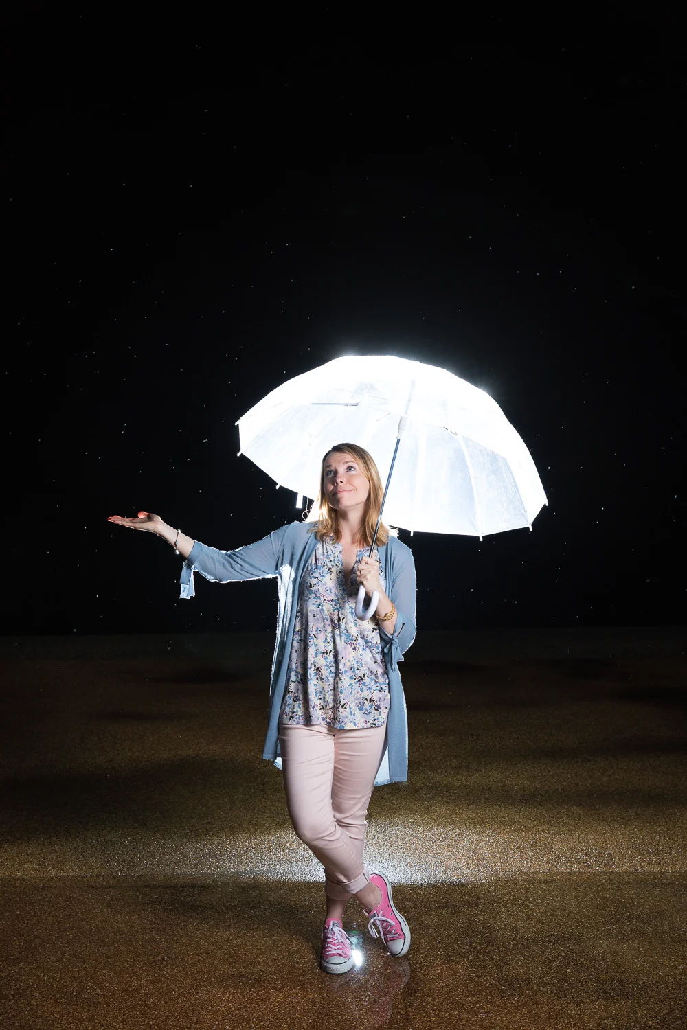 having a little fun with flashes and raindrops after Tori + Justin's sweet Southwind wedding