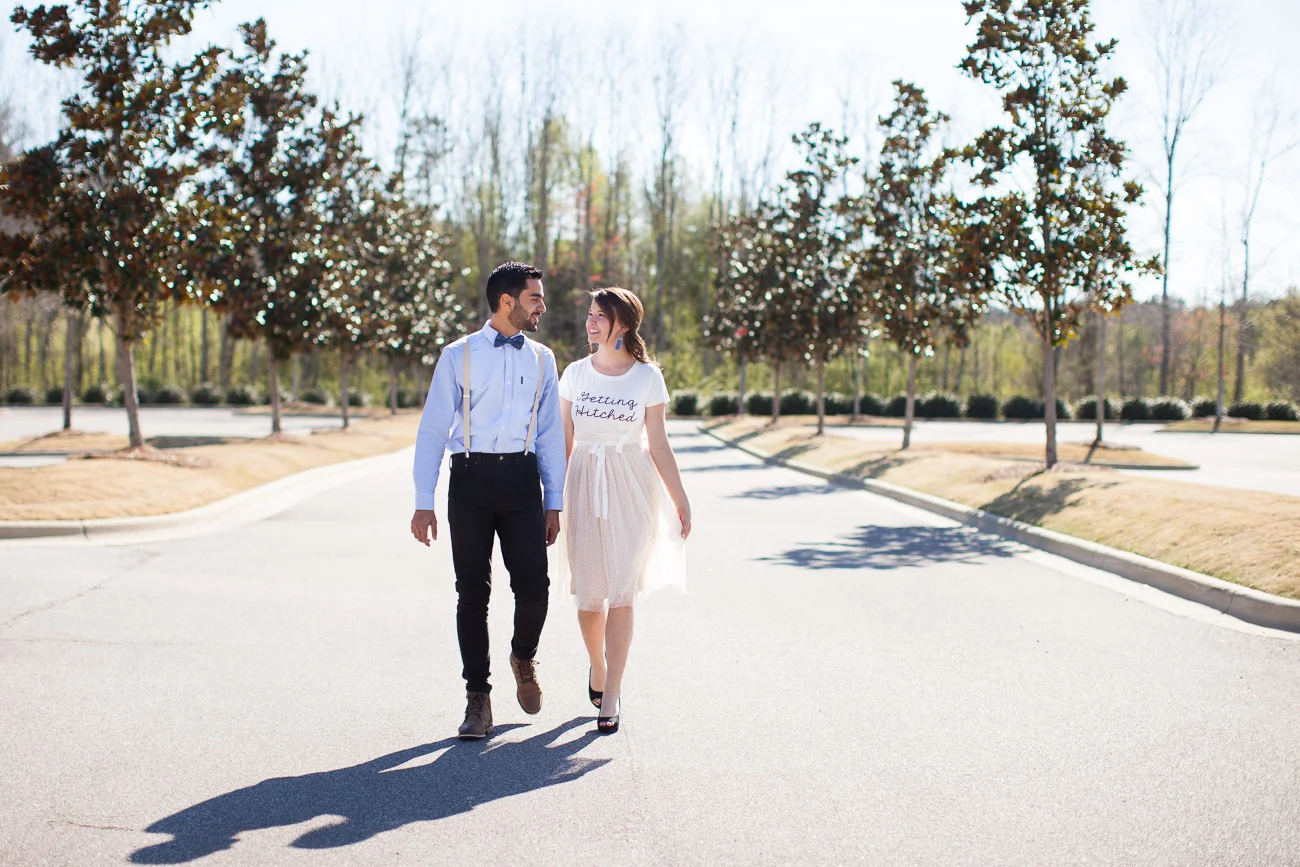 A spring engagement session is also a perfect time to rock suspenders and a bow tie and an adorable t-shirt and tulle skirt!