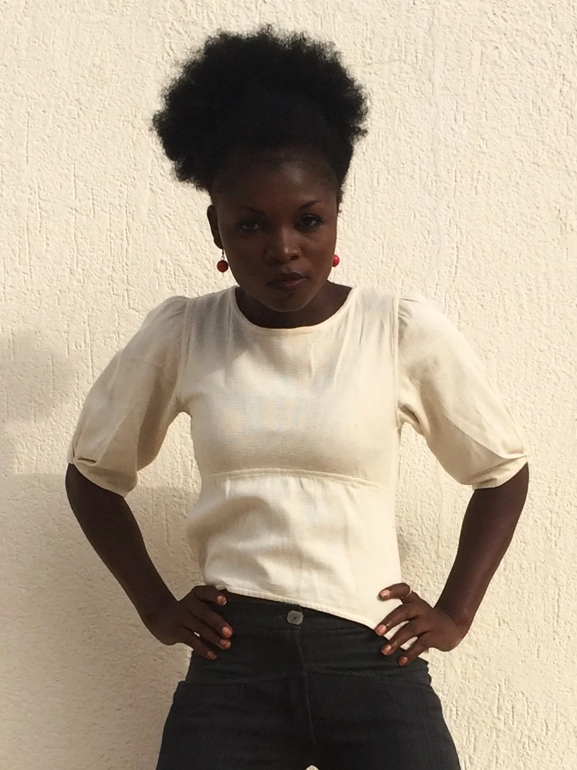 zipped curve blouse
