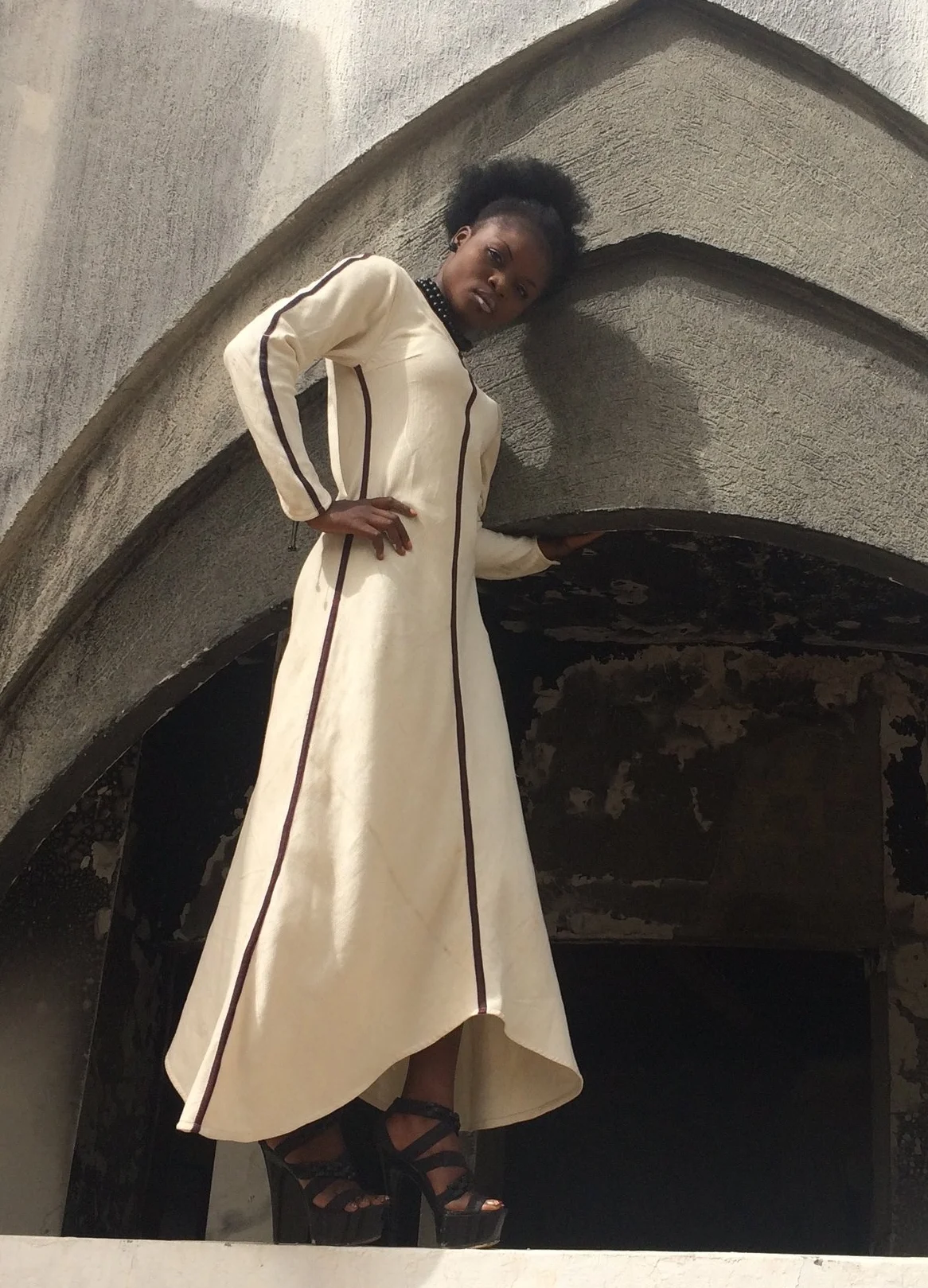 organic cotton long sleeved full length dress