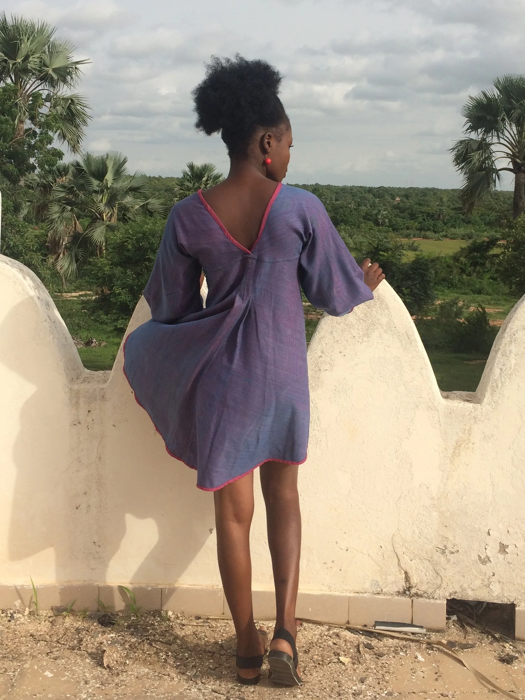 organic cotton blue rose twill short dress tunic