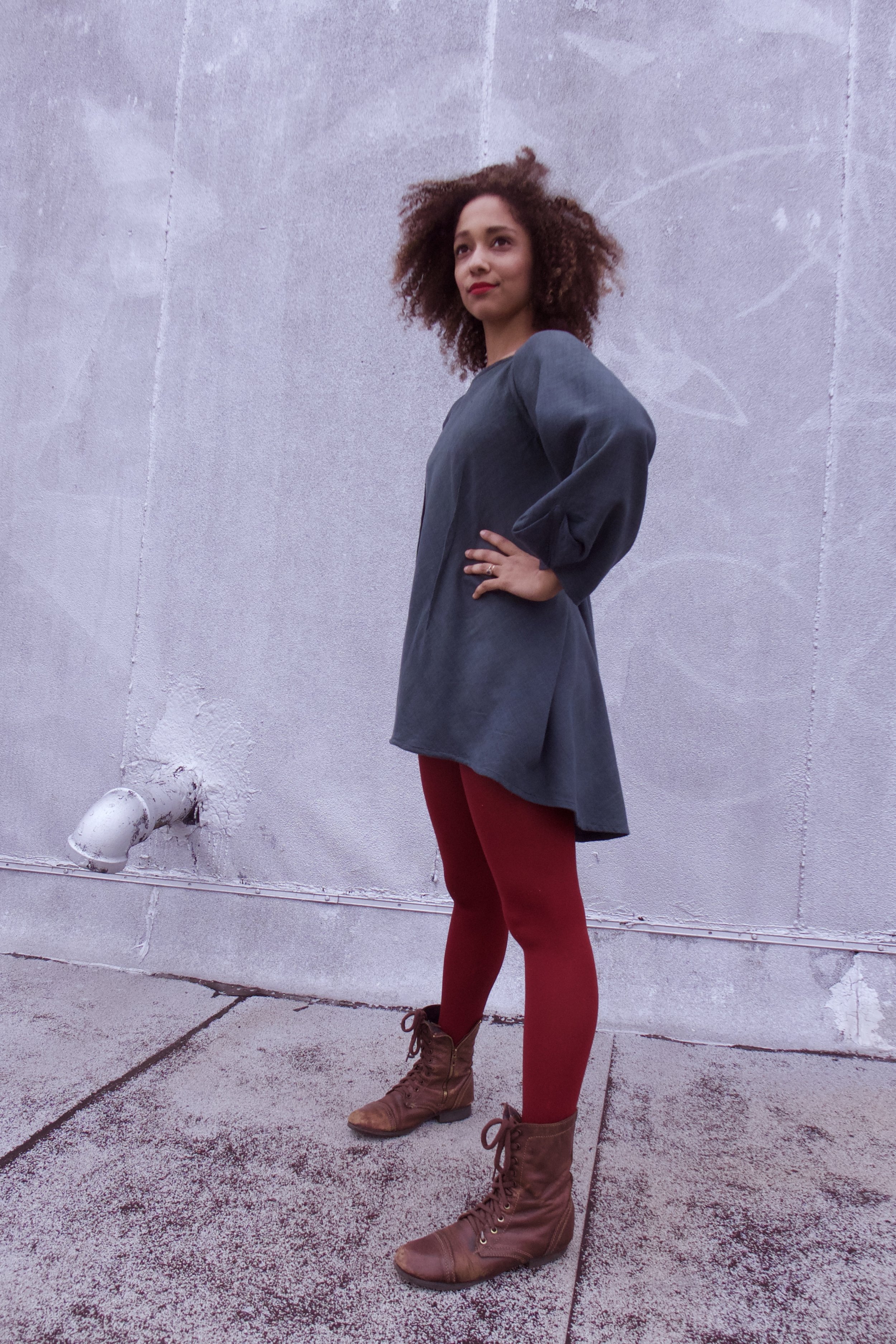 organic cotton charcoal forest twill short dress tunic