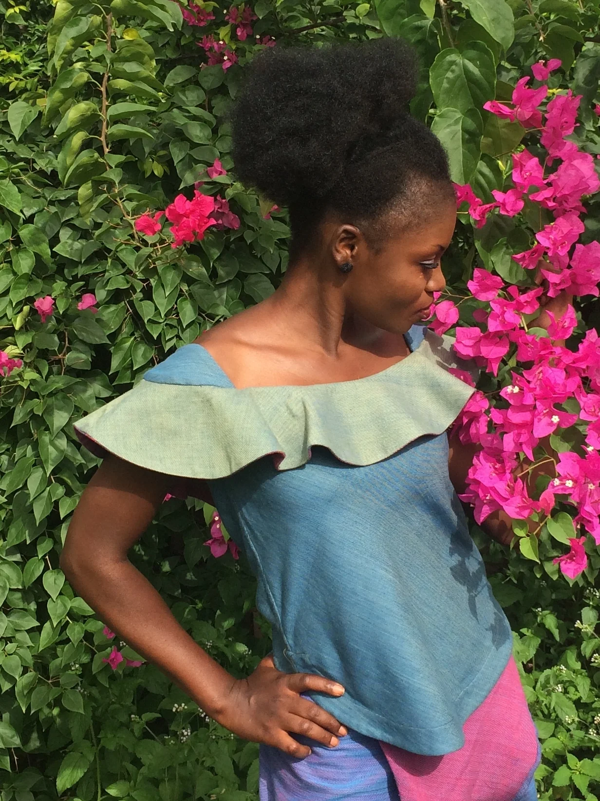 sustainable organic cotton blue and green wave top shirt, xoomba
