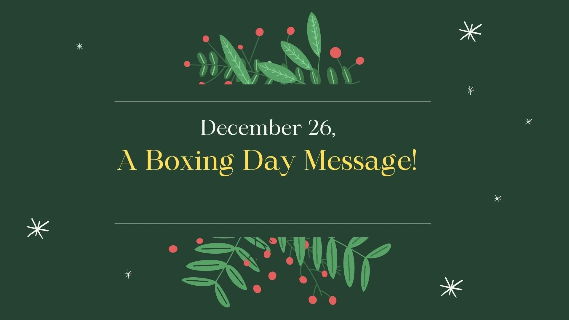 A Boxing Day Message!