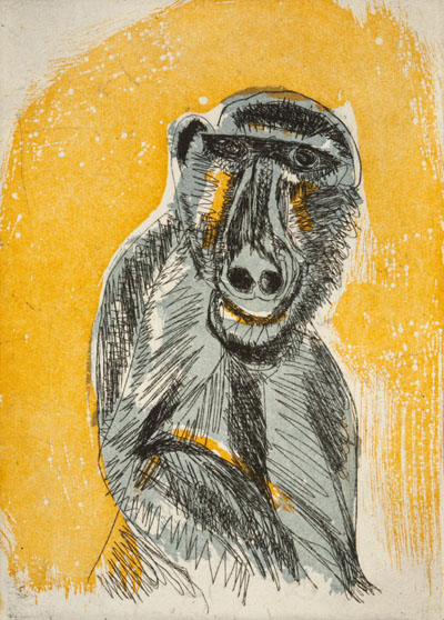 Early Man, 2012 etching & aquatint plate size: 5 x 7 inches paper size: 11 x 14 3/4 inches $450 each $3,600 for suite of nine
