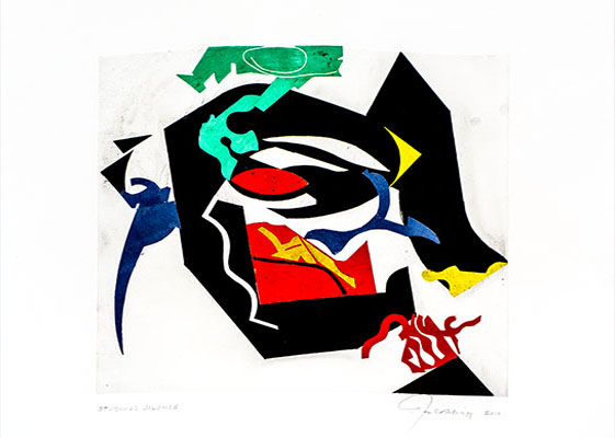 Studious Silence, 2016 monotype plate: 15 x 15 inches paper: 22 x 30 inches $1700