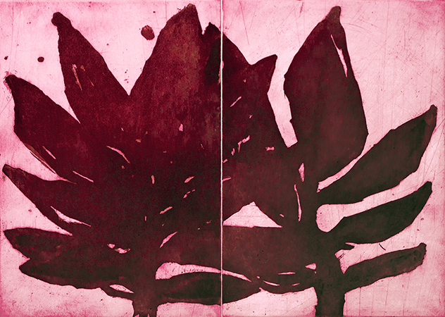 Red Twins, 2016 etching plate size 13 x 16 inches paper size 21.5 x 22.25 inches $1000