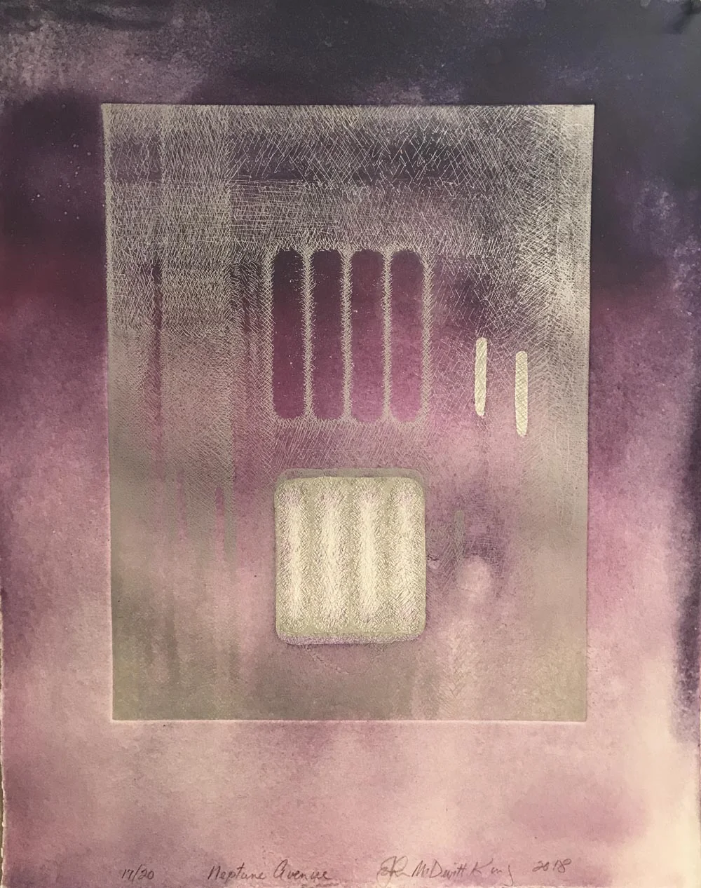 Neptune Avenue #17 Plate and paper size 20 x 16” etching on hand made paper with hand coloring $1500.00