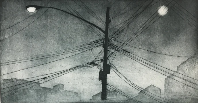   Something About the Moon 16. etching.plate size: 14.375 x 28”  paper size: 20.5 x 34”.$1500   Inquire   