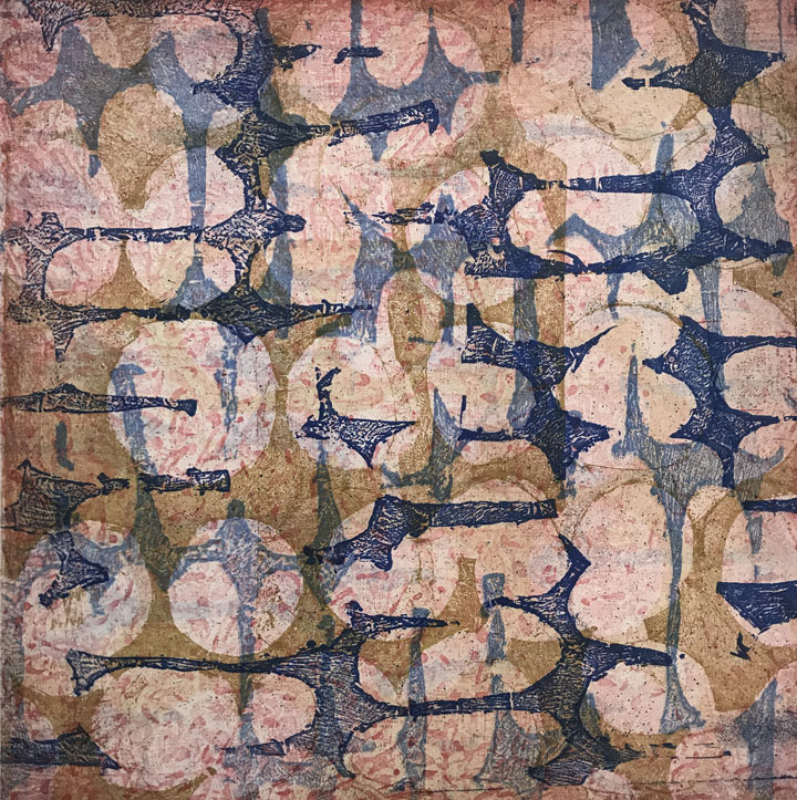 Fabrique #2 monoprint paper size 25 x 22” plate size 16” sq. $2000