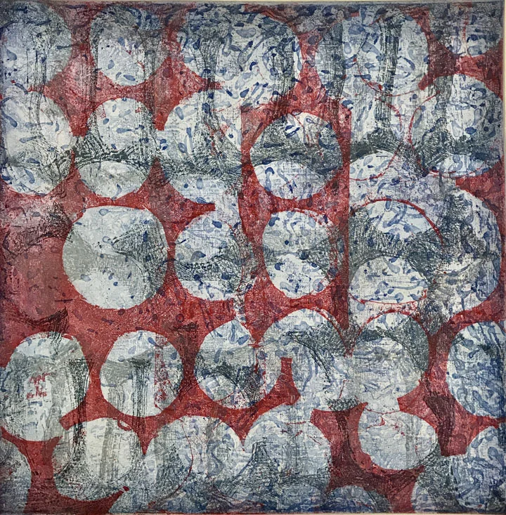 Fabrique #5 monoprint paper size 25 x 22” plate size 16” sq. $2000