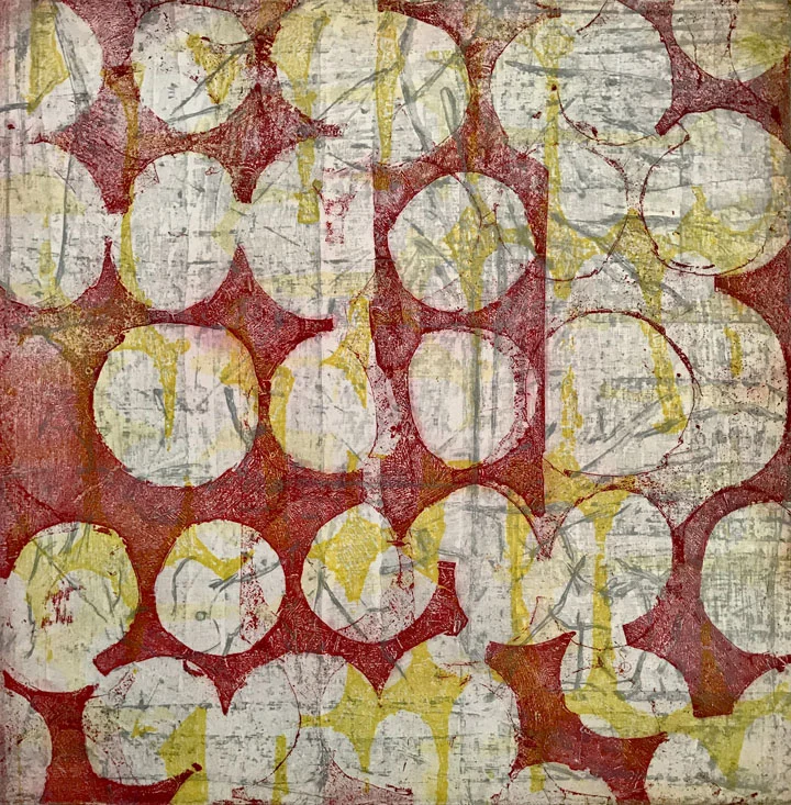 Fabrique #7 monoprint paper size 25 x 22” plate size 16” sq. $2000