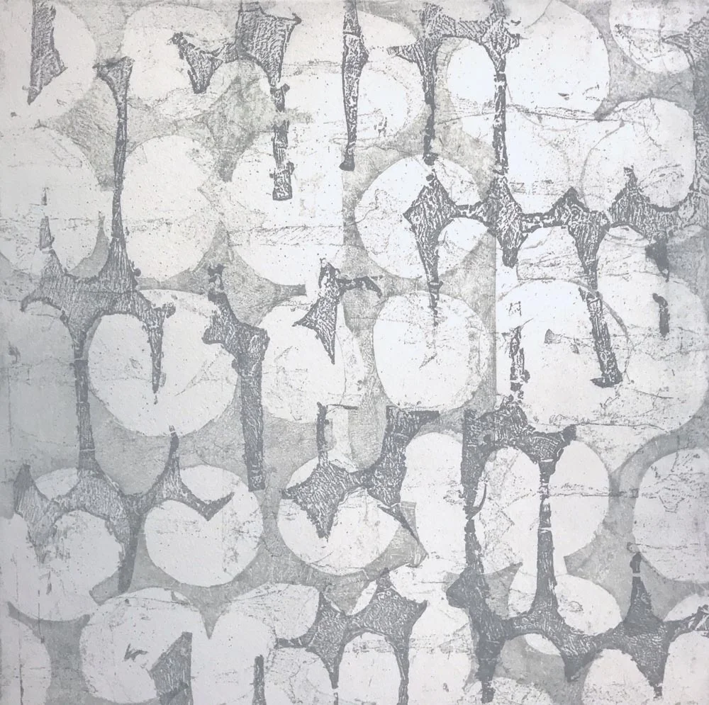 Mute #8 monoprint paper size 25 x 22” plate size 16” sq. $2000