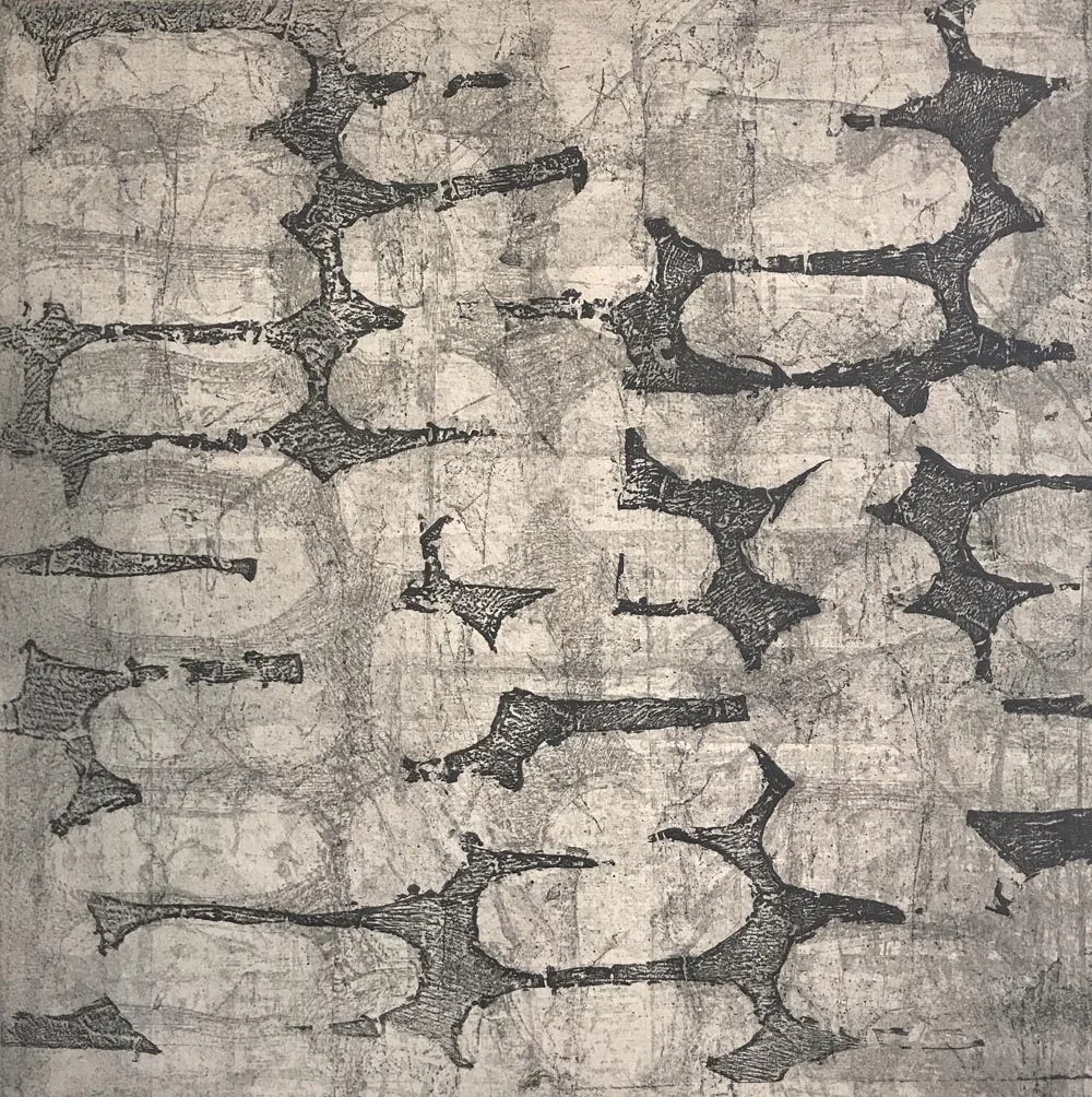 Mute #1 monoprint paper size 25 x 22” plate size 16” sq. $2000