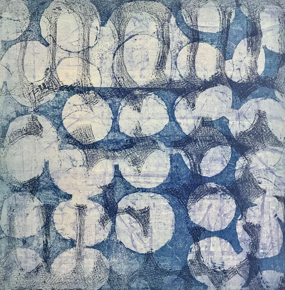 Blue #2 monoprint paper size 25 x 22” plate size 16” sq. $2000