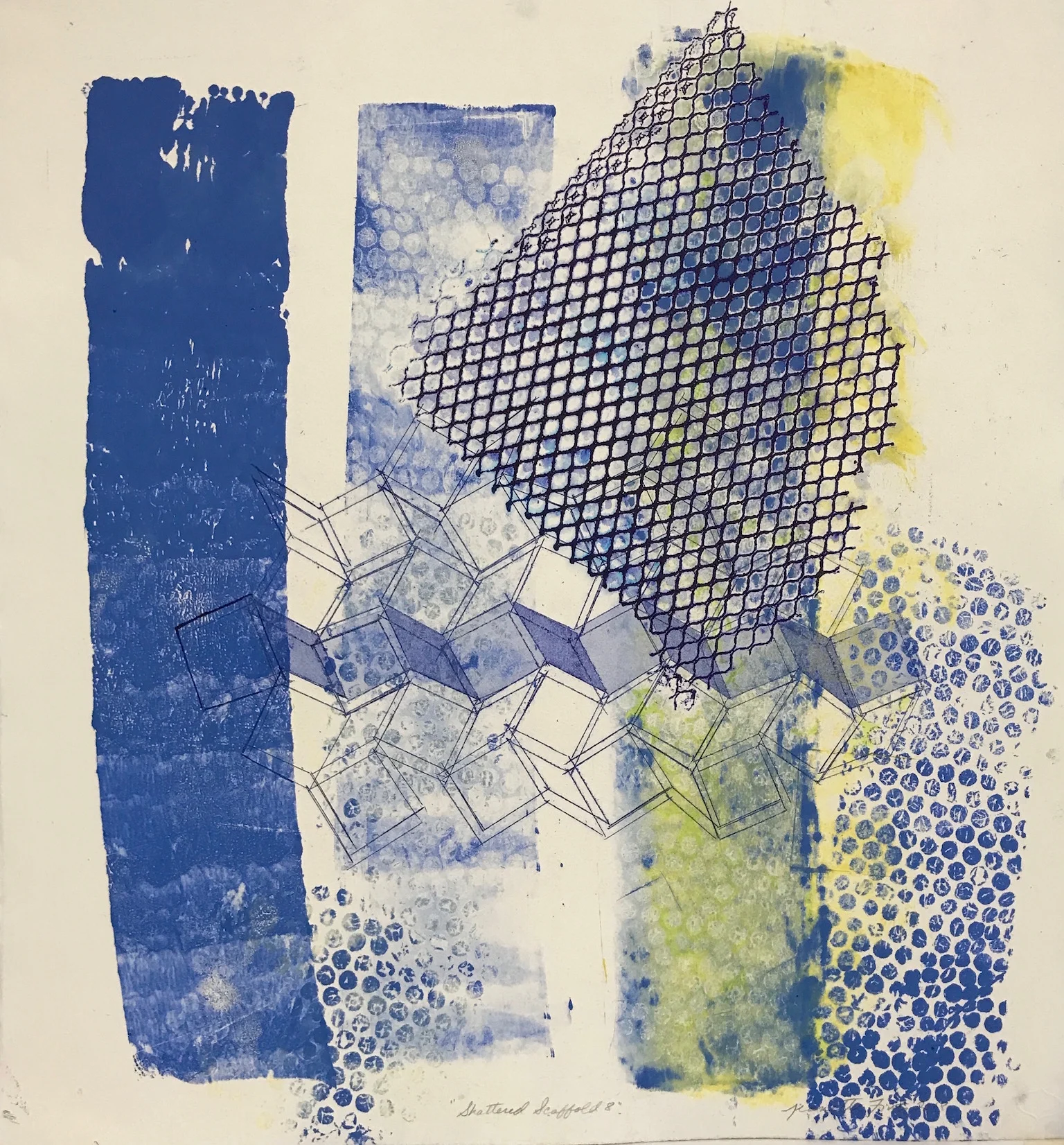   Shattered Scaffold 8 , 2018  monoprint  plate size: 24×22”  paper size: 24×22”  $1800   Inquire   