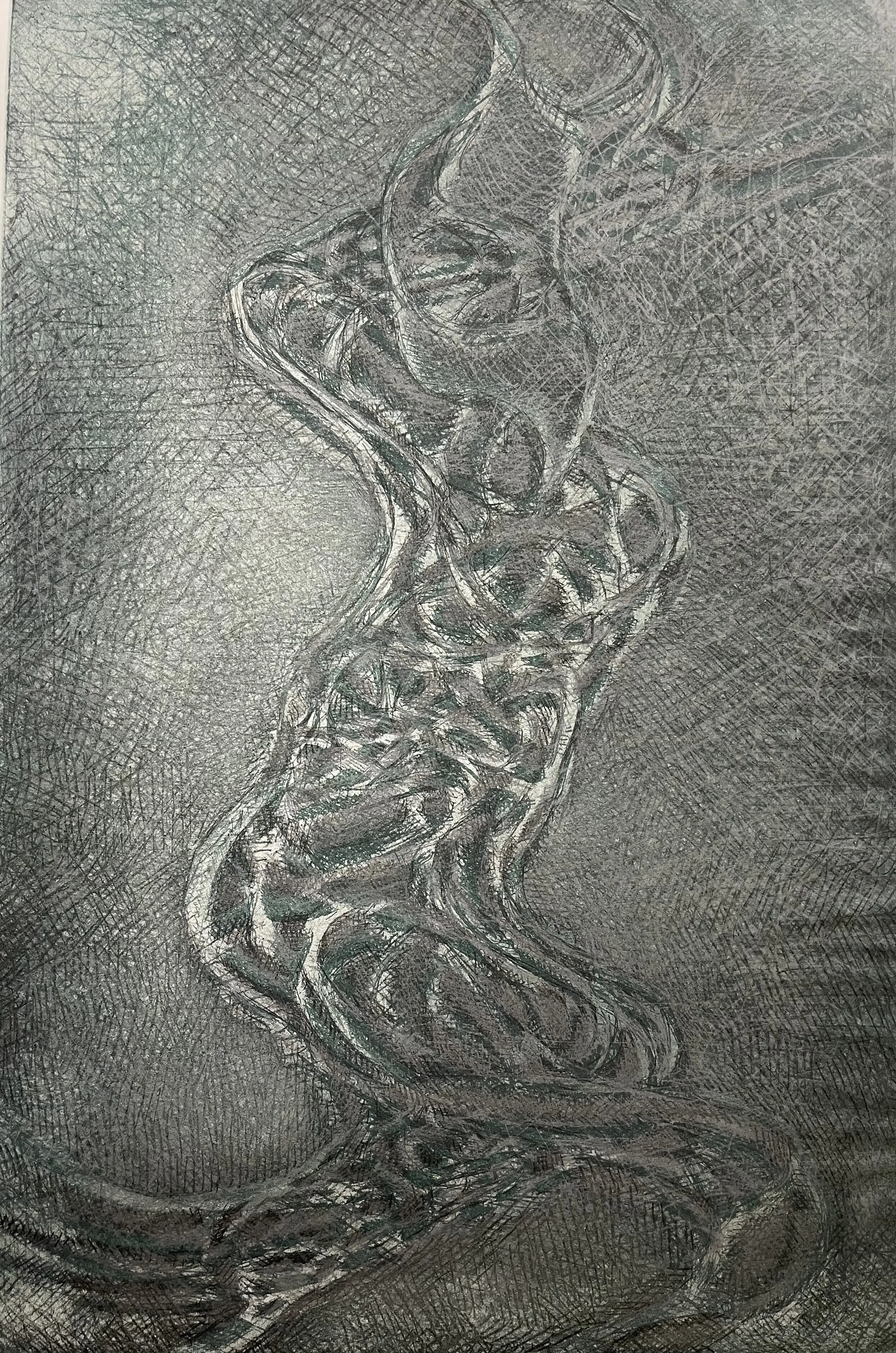  Enter the Fray Blue. Soft ground etching. 44 x 30”. $2800   Inquire   