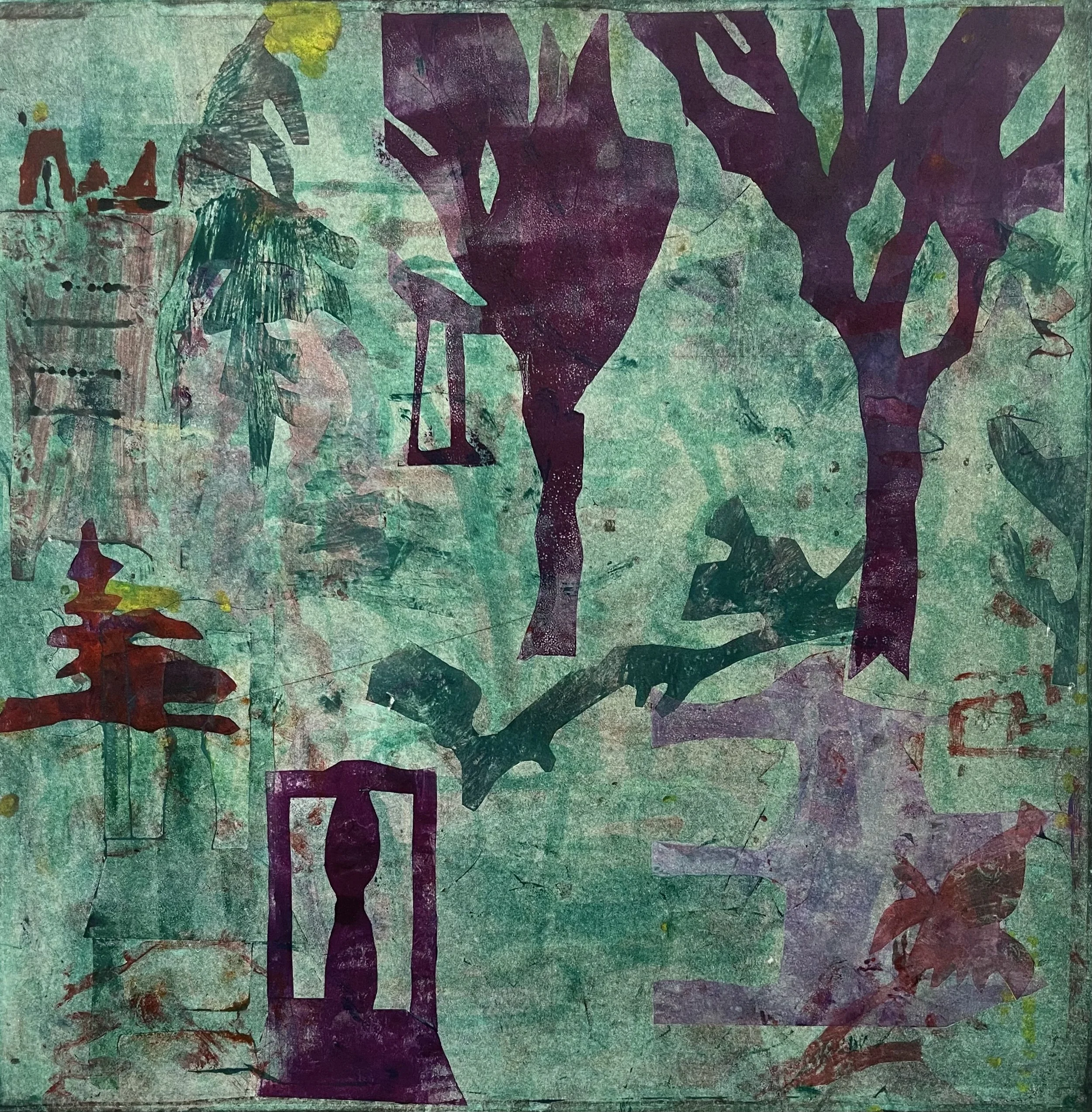  Thought Experiment #8. Monoprint. Paper: 23.5” × 22.5”. Plate:16” sq.  $1500 