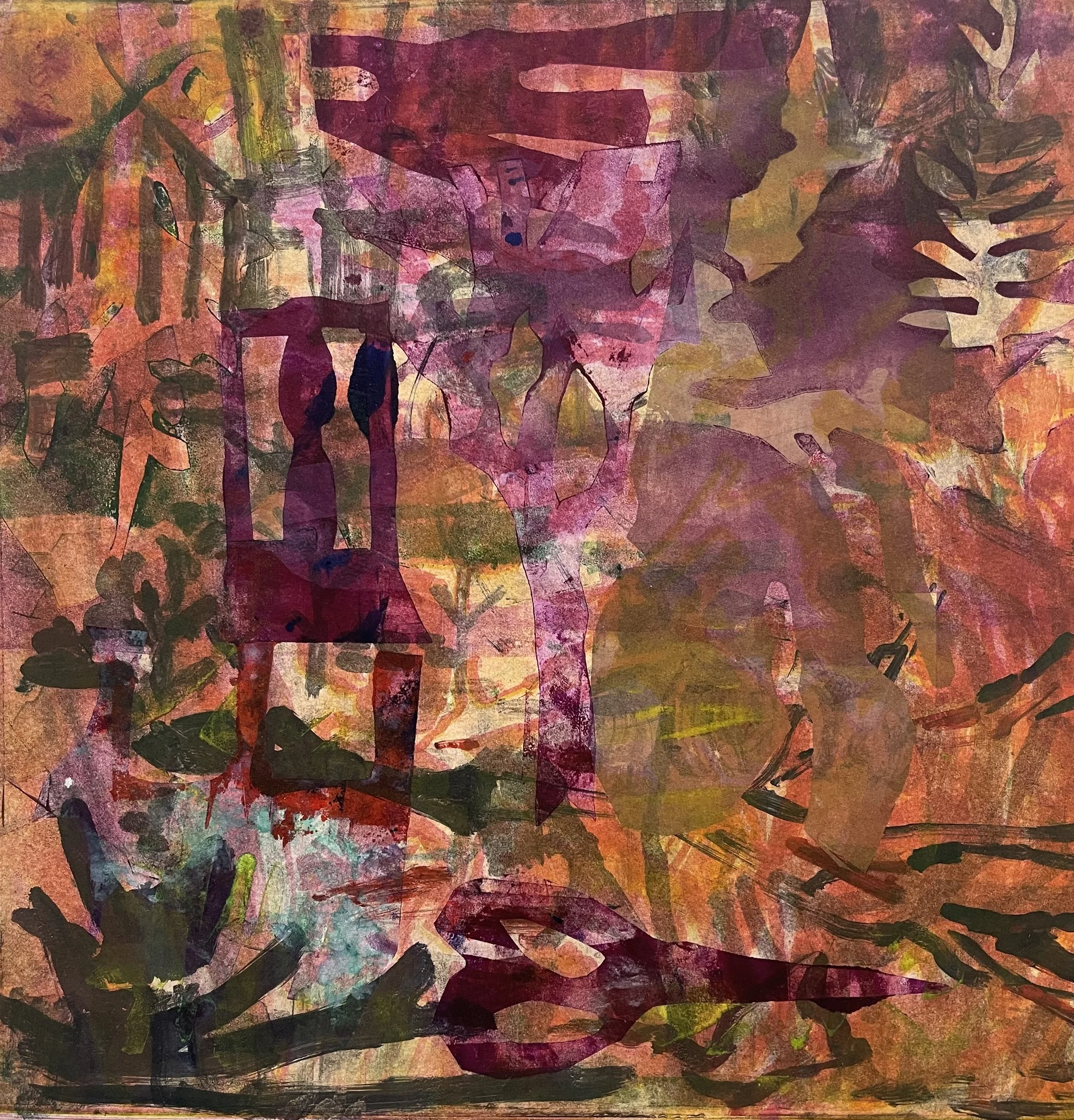  Thought Experiment #9. Monoprint. Paper: 23.5” × 22.5”. Plate:16” sq.  $1500 