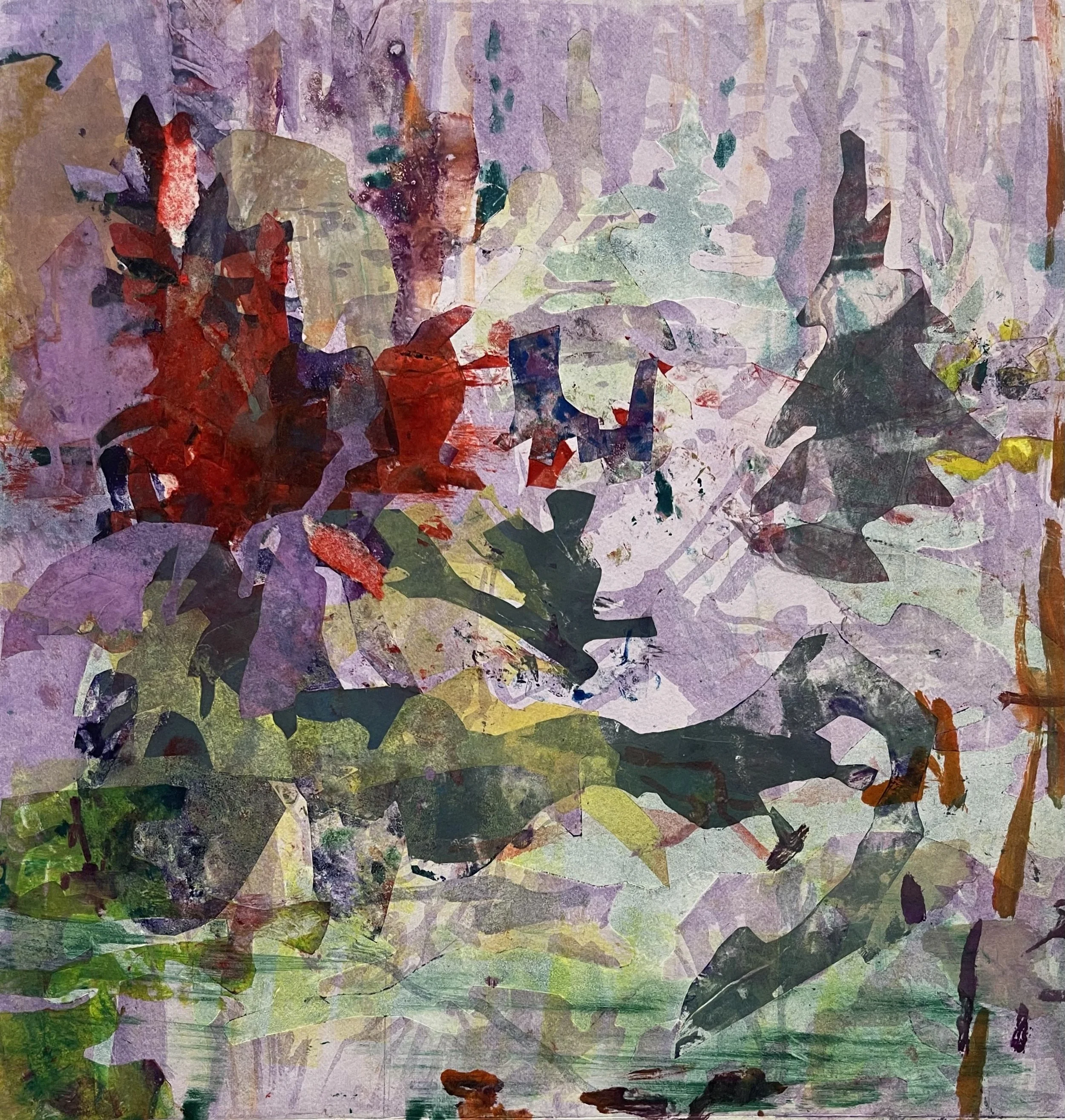  Thought Experiment #11. Monoprint. Paper: 23.5” × 22.5”. Plate:16” sq.  $1500 