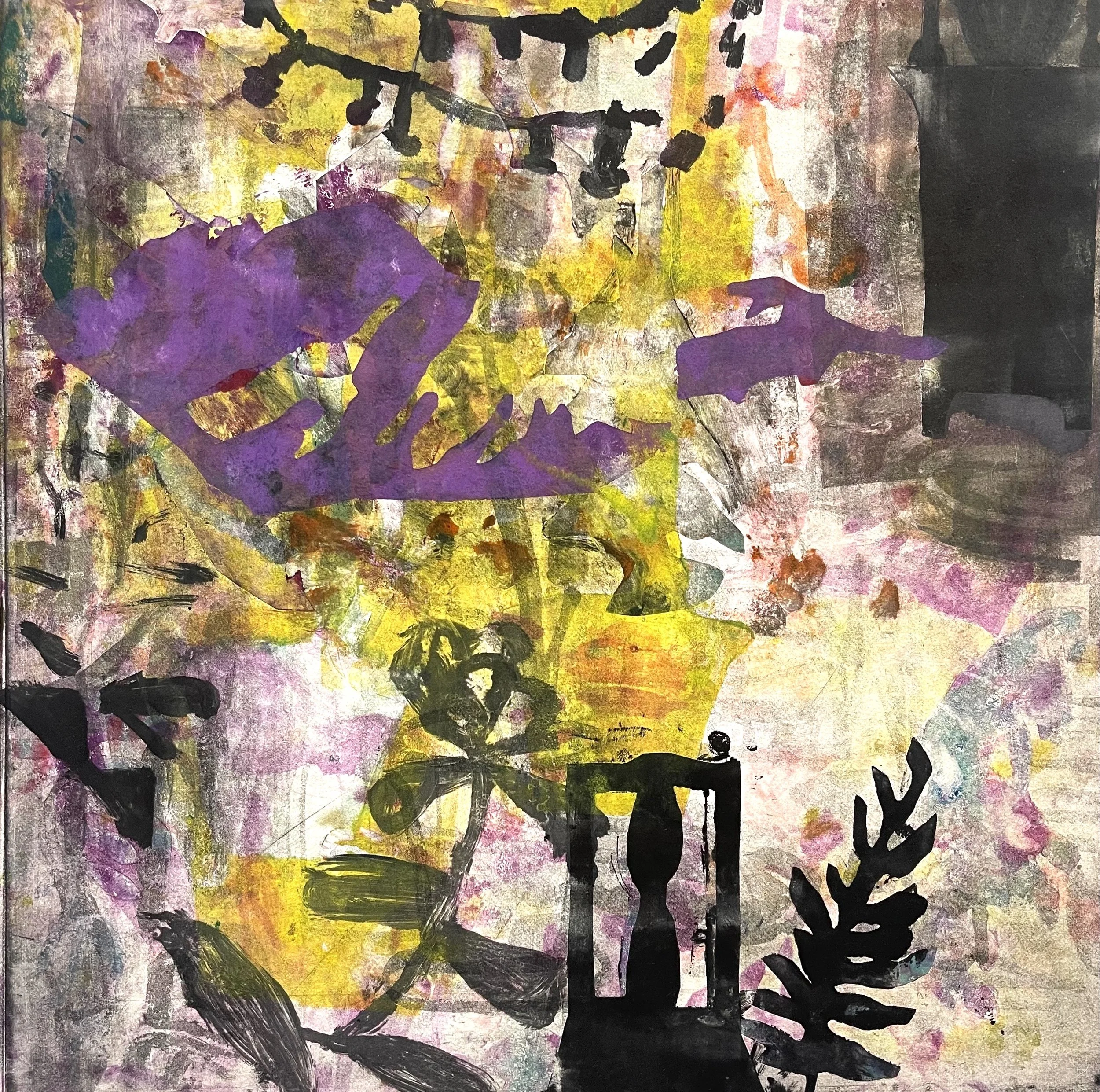 Thought Experiment #14. Monoprint. Paper: 23.5”× 22.5”. Plate:16” sq. $1500