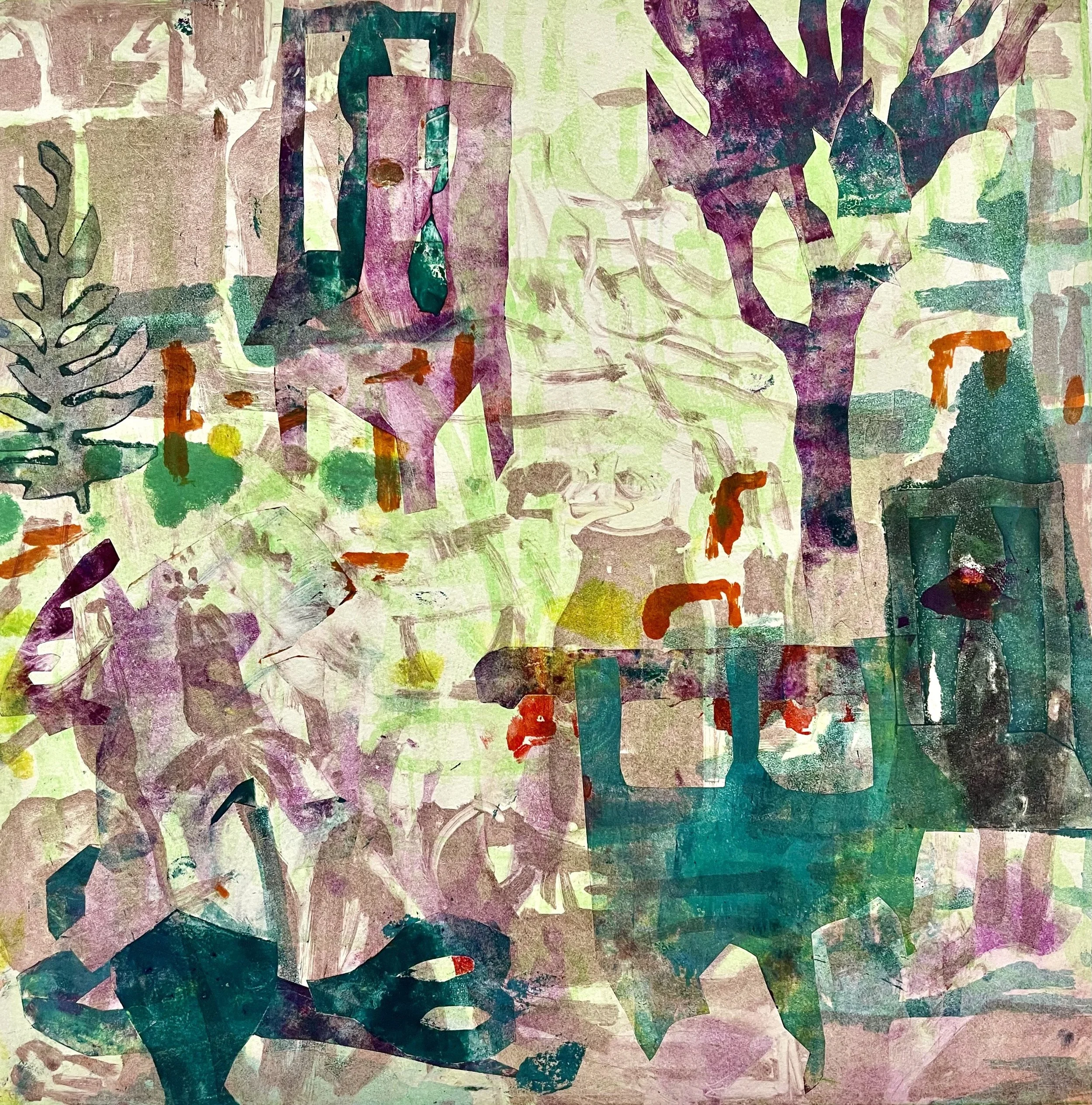 Thought Experiment #23. Monoprint. Paper: 23.5”× 22.5”. Plate:16” sq. $1500